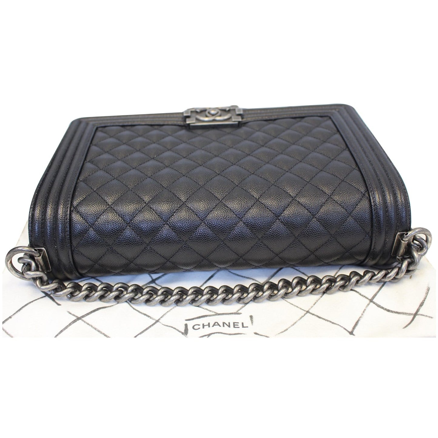 CHANEL Medium Boy Flap Caviar Leather Shoulder Bag Black