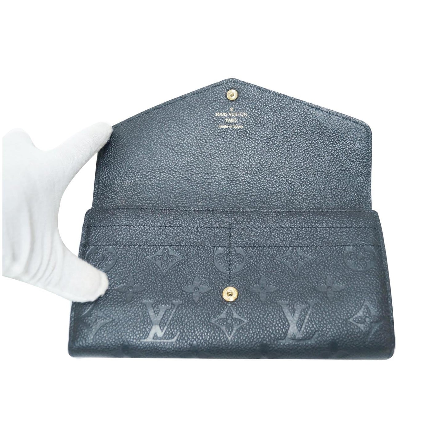 LOUIS VUITTON Sarah Empreinte Leather Wallet Black