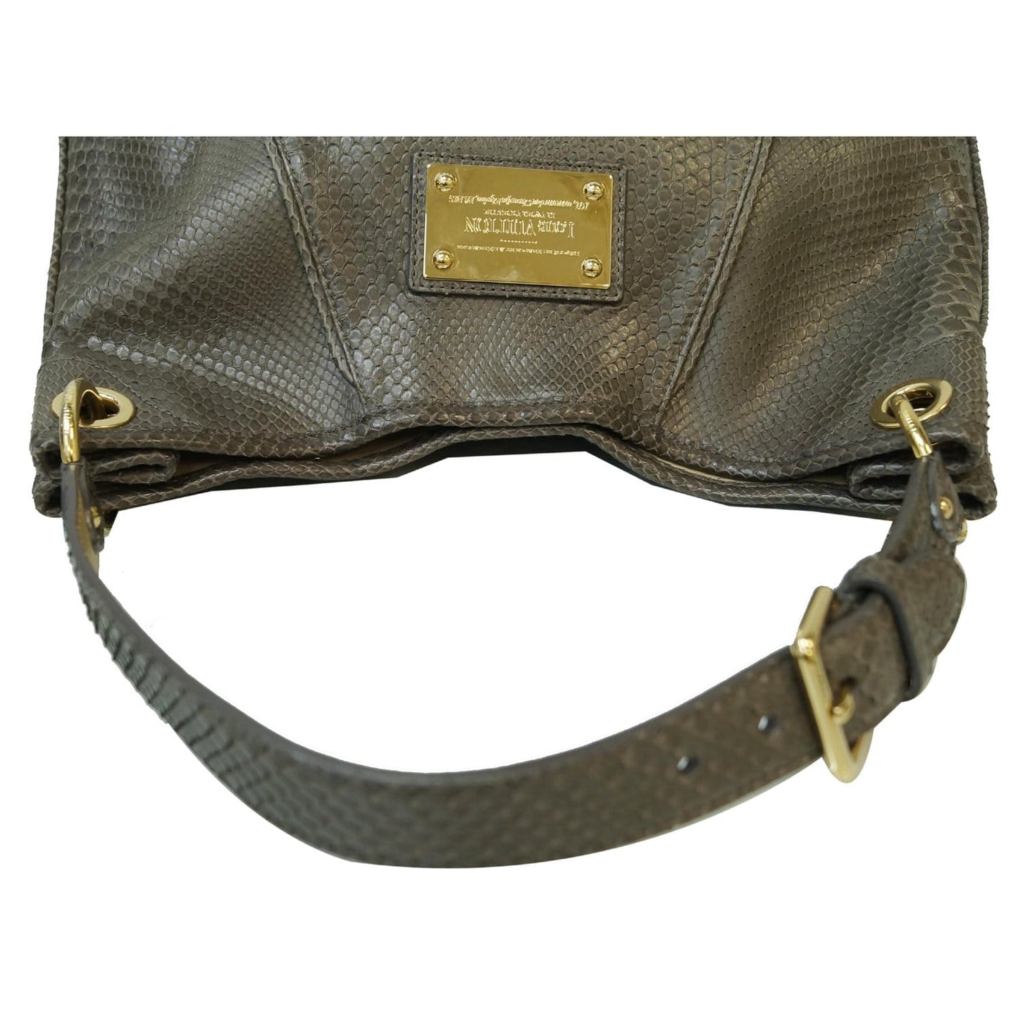LOUIS VUITTON Galliera PM Gris Matte Python Shoulder Tote Bag Taupe - 15% OFF