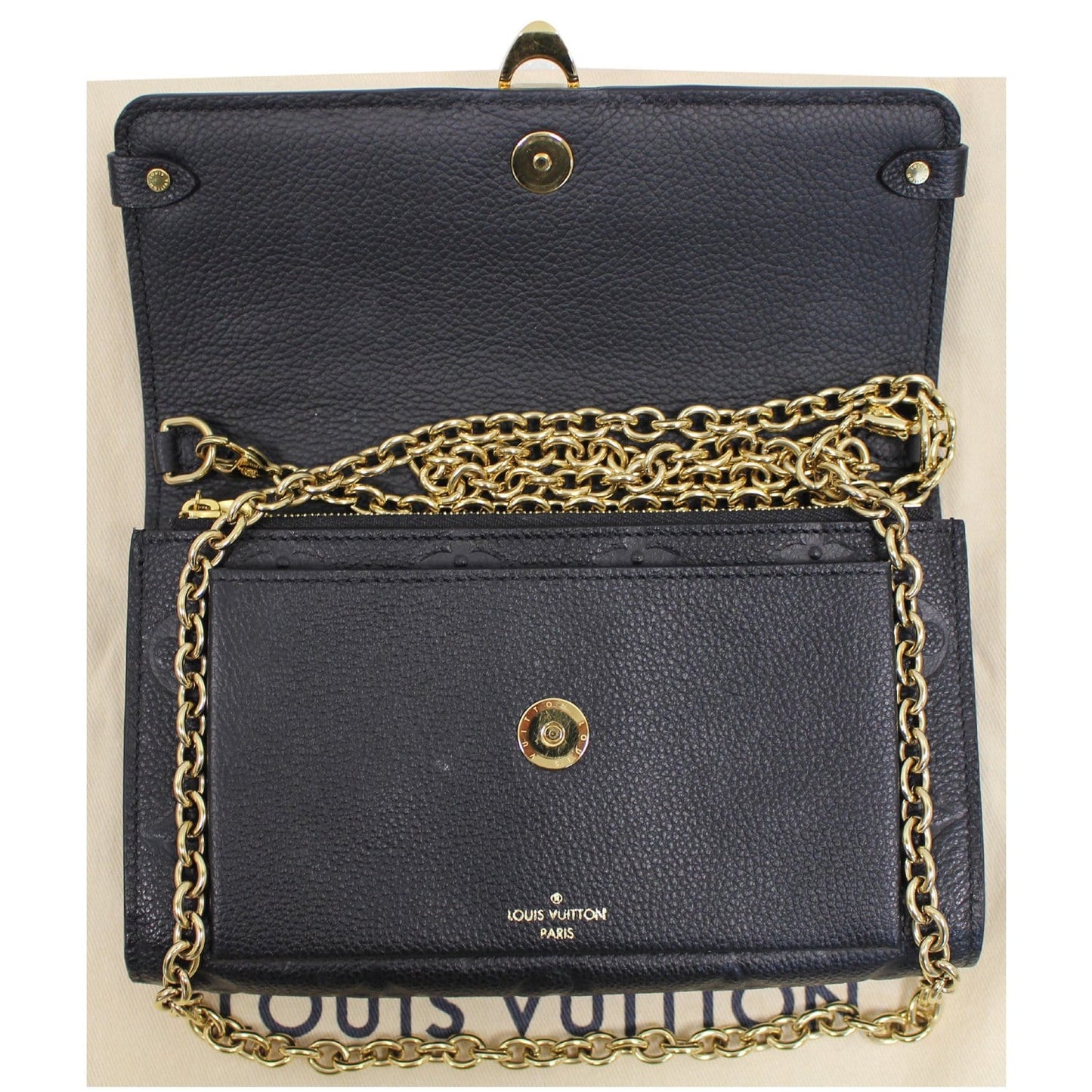 LOUIS VUITTON Vavin Monogram Empreinte Chain Wallet Black
