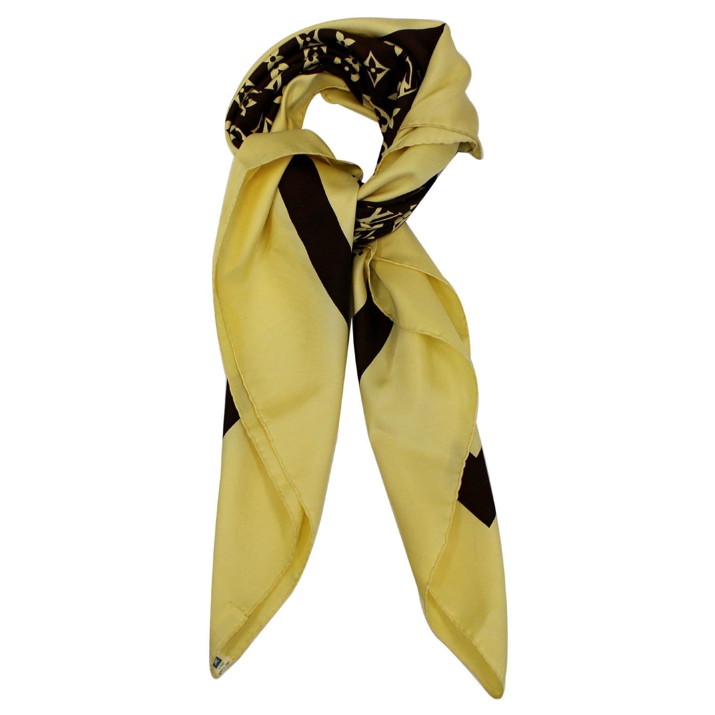 LOUIS VUITTON Silk Monogram Scarf Brown