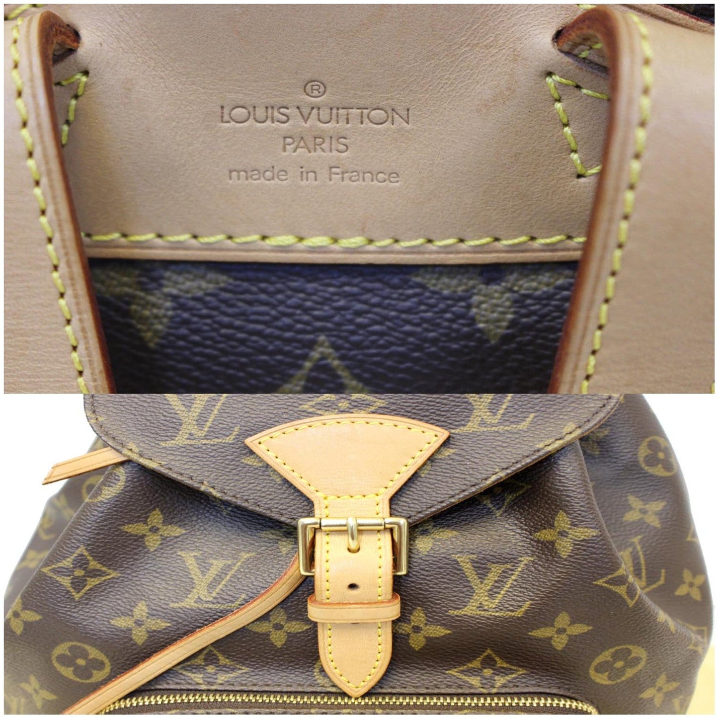 LOUIS VUITTON Montsouris MM Monogram Canvas Backpack Bag Brown