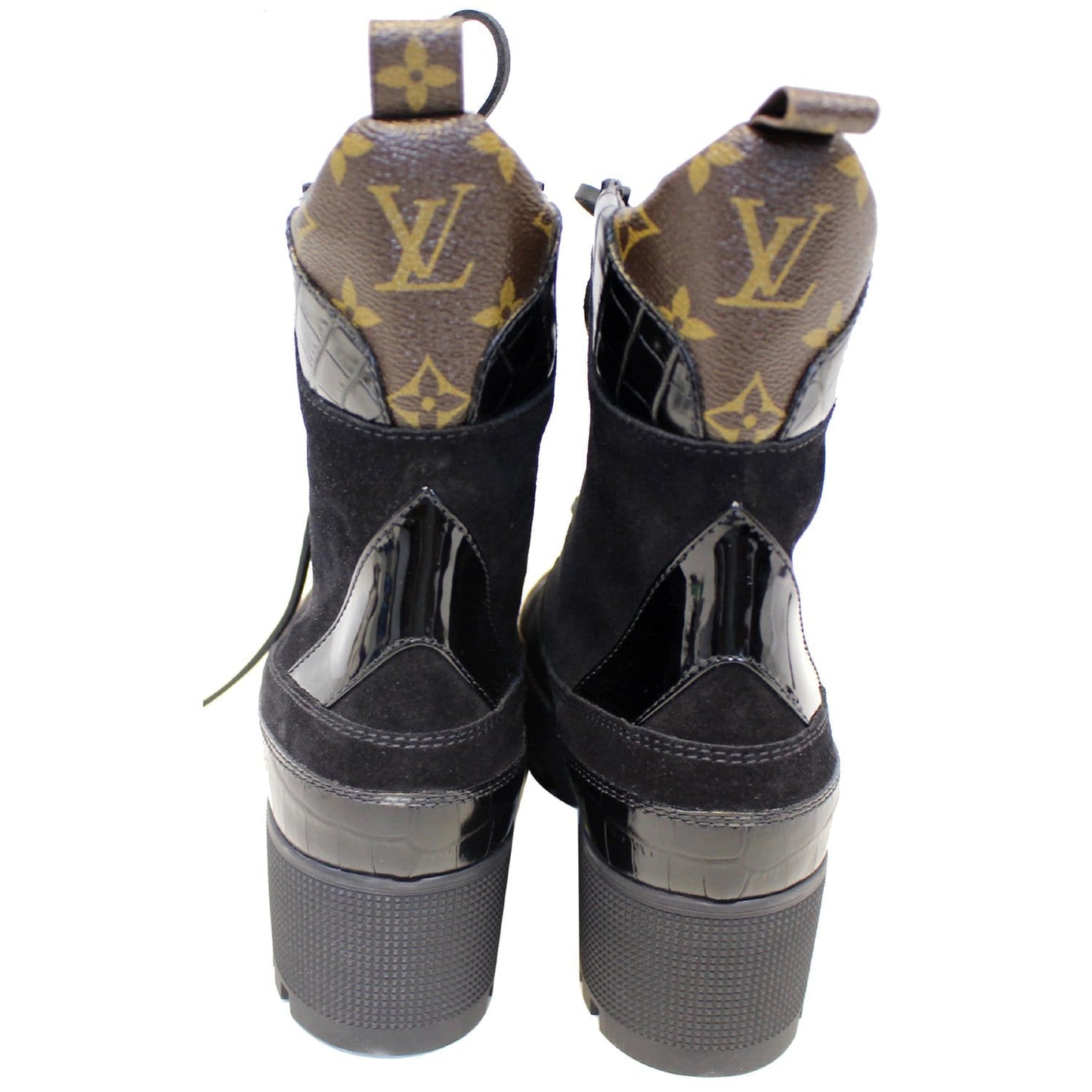 LOUIS VUITTON Laureate Monogram Suede Calfskin Platform Desert Boots