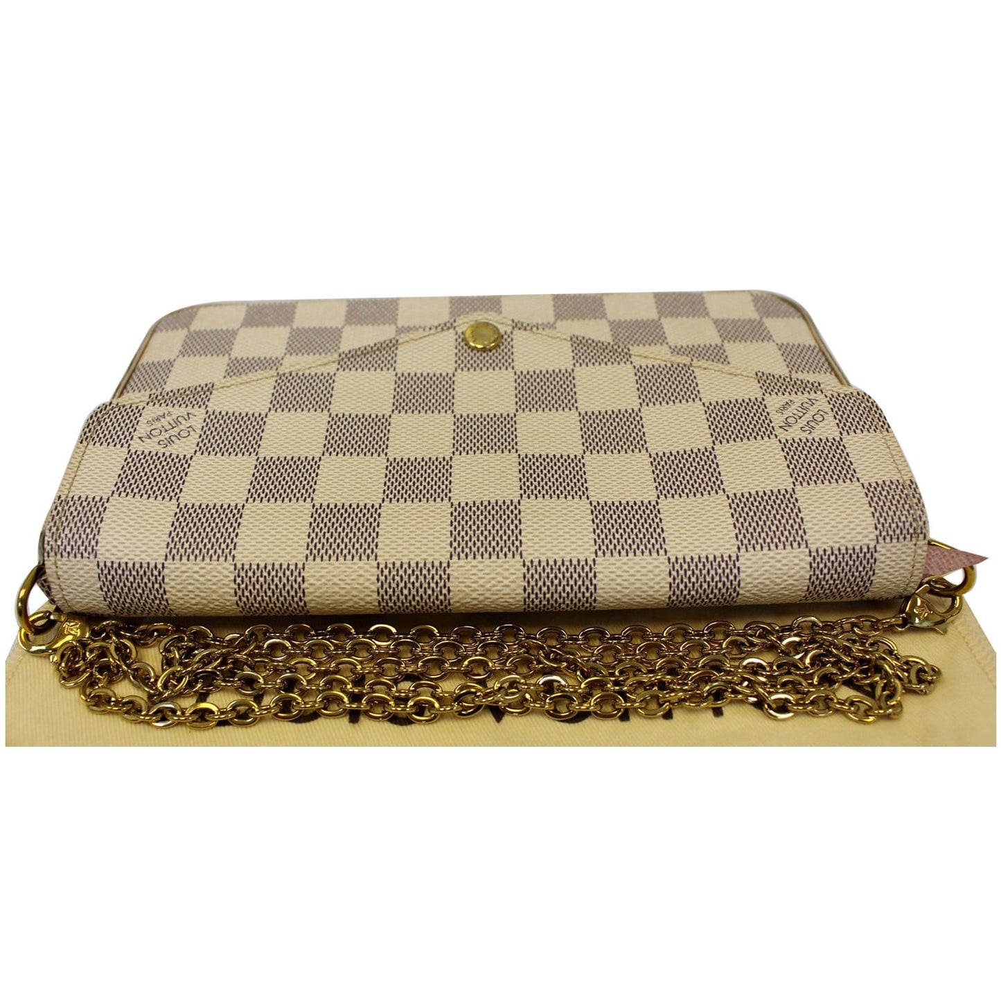 LOUIS VUITTON Pochette Felicie Damier Azur Crossbody Bag White