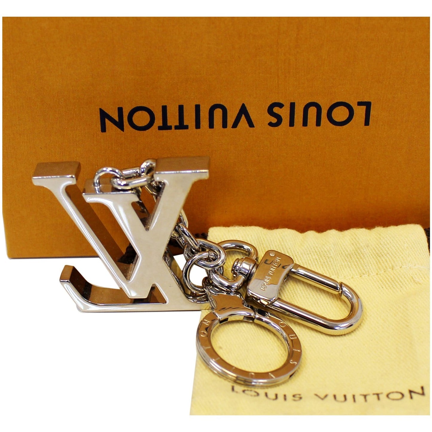 LOUIS VUITTON LV Facettes Bag Charm Key Holder Silver