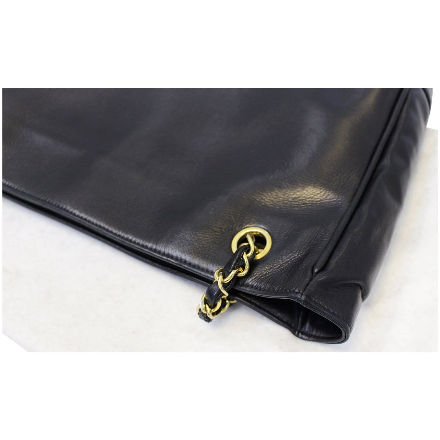 CHANEL Black Lambskin Tote Shoulder Bag Vintage