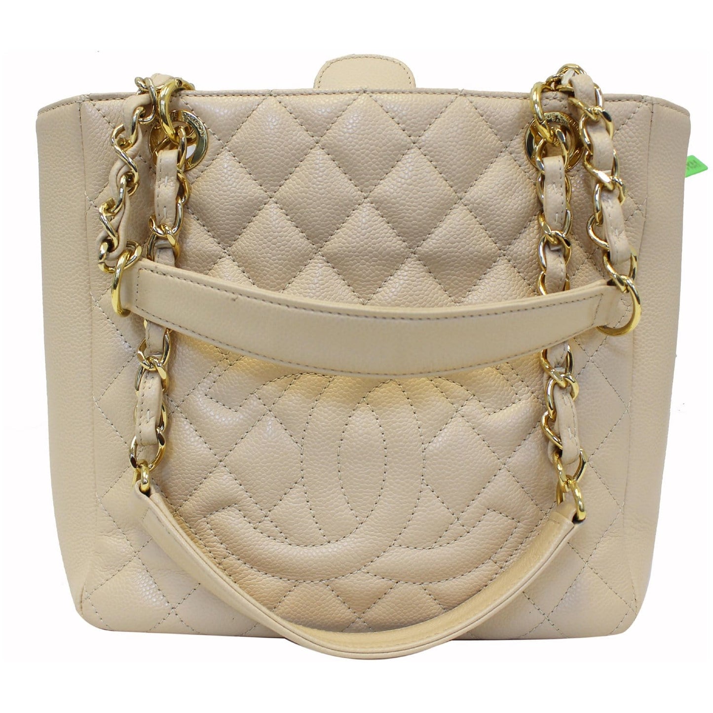 CHANEL PST Caviar Leather Petit Shopping Tote Bag Beige