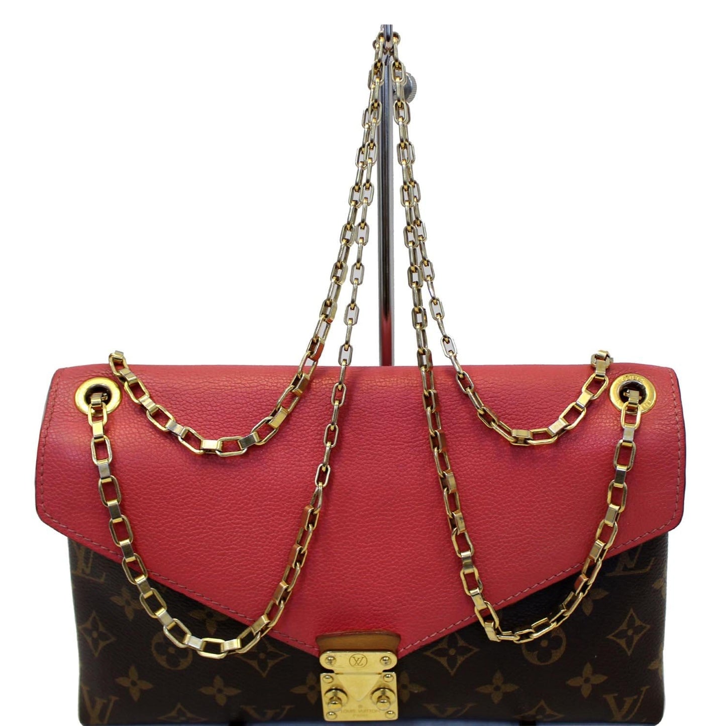 LOUIS VUITTON Pallas Chain Monogram Canvas Crossbody Bag Brown