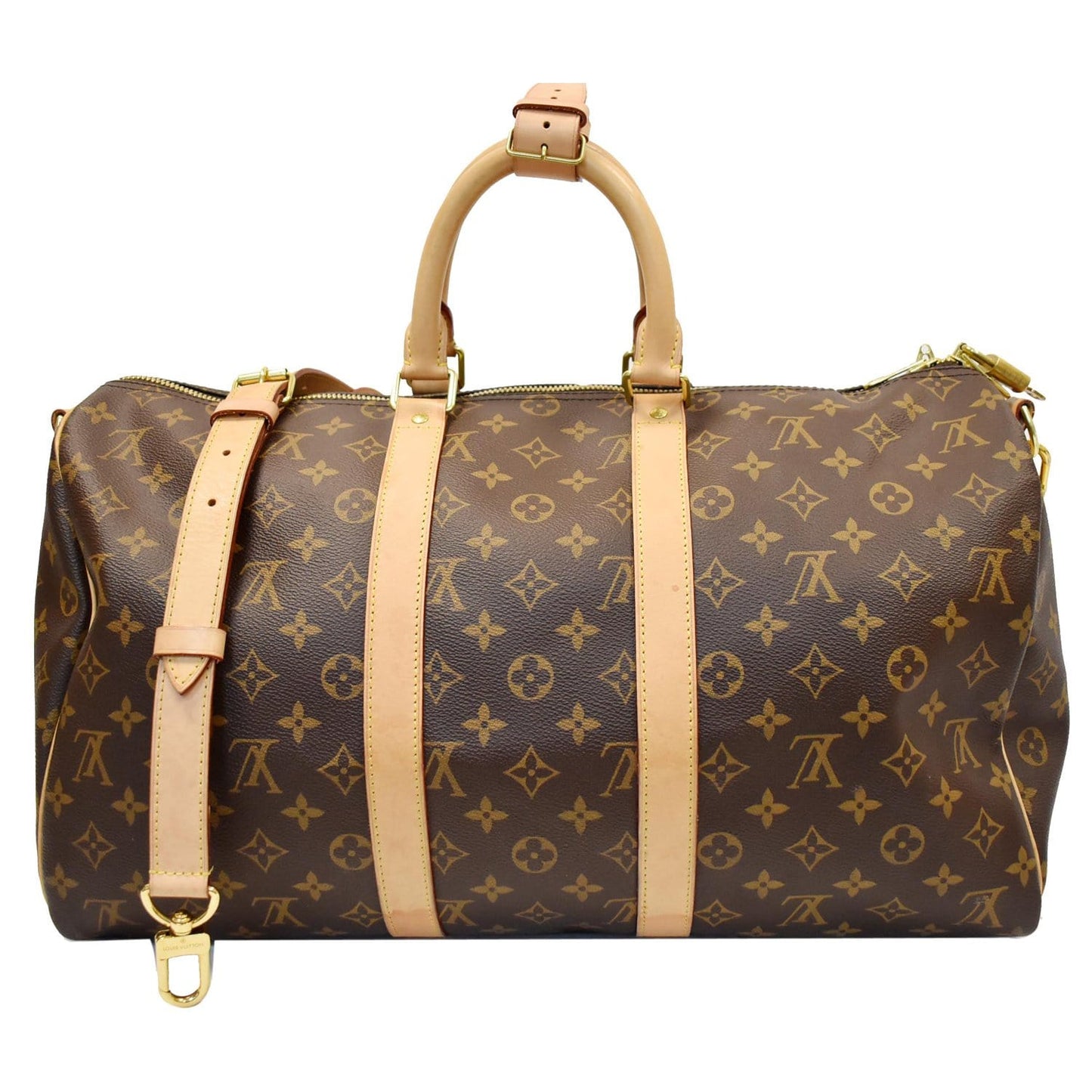 LOUIS VUITTON Keepall 45 Bandouliere Monogram Canvas Travel Bag Brown