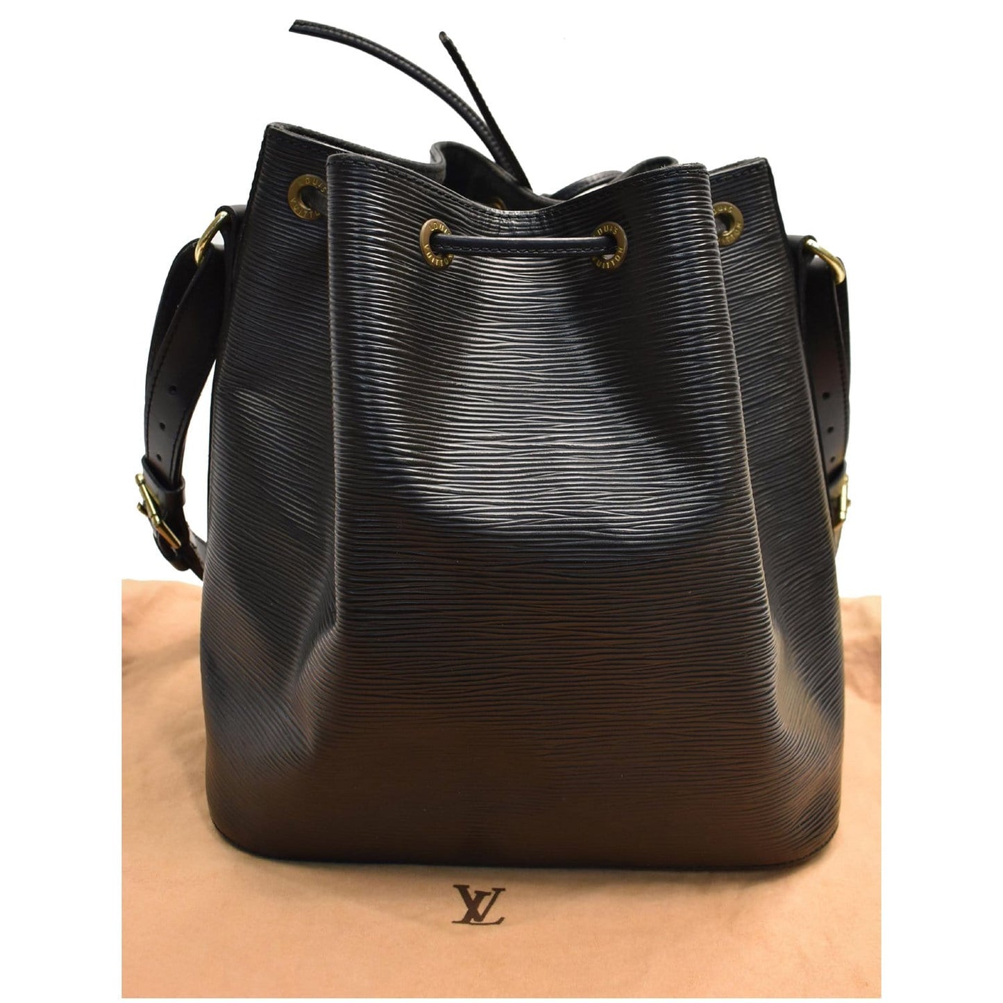 LOUIS VUITTON Petit Noe Epi Leather Shoulder Bag Black