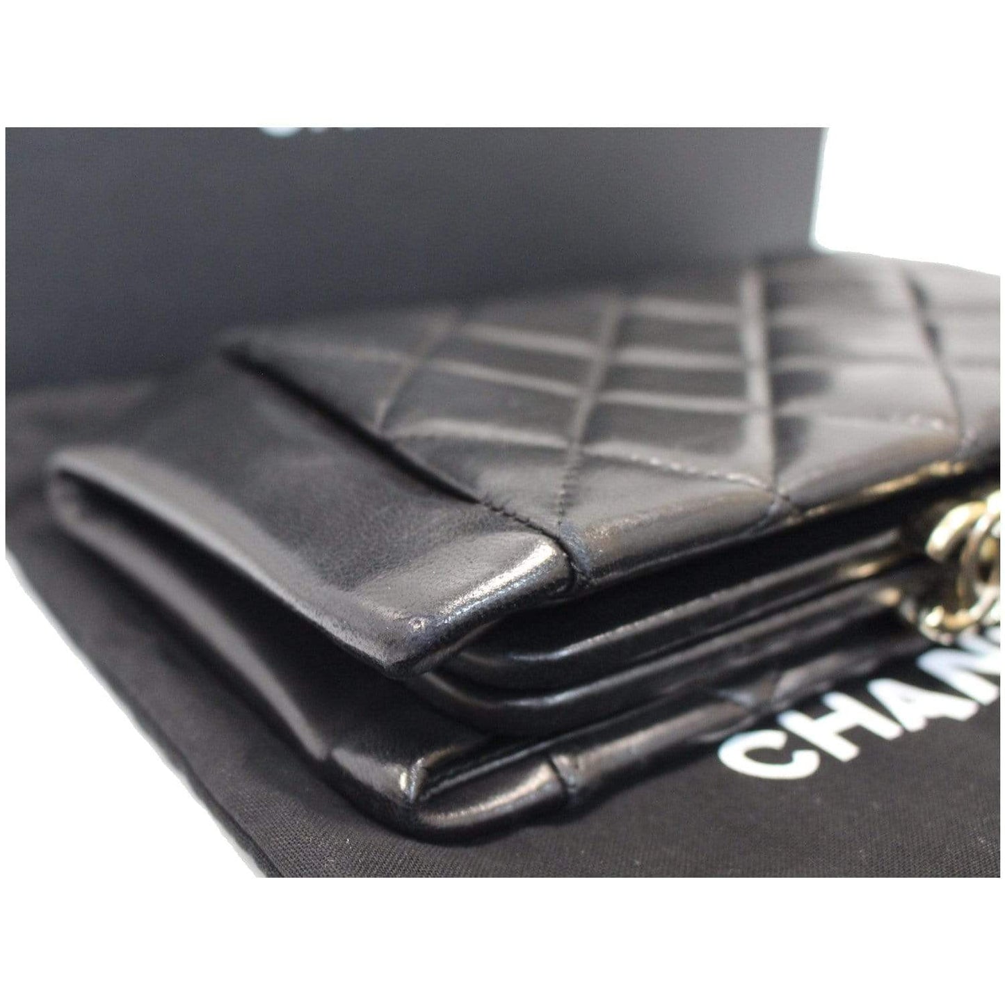 CHANEL Timeless CC Lock Lambskin Leather Clutch Bag Black - 25% OFF