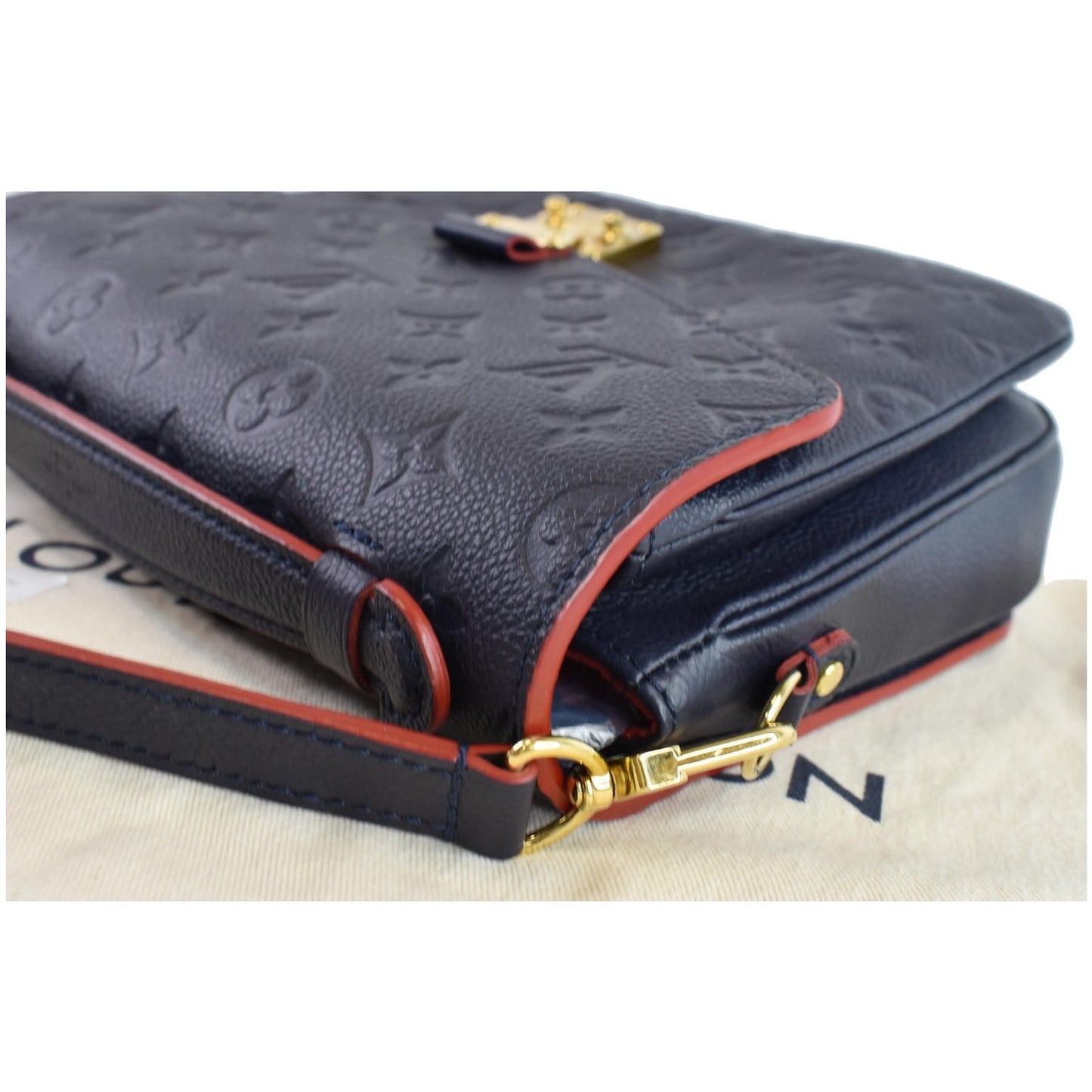 LOUIS VUITTON Metis Pochette Empreinte Leather Crossbody Bag Blue