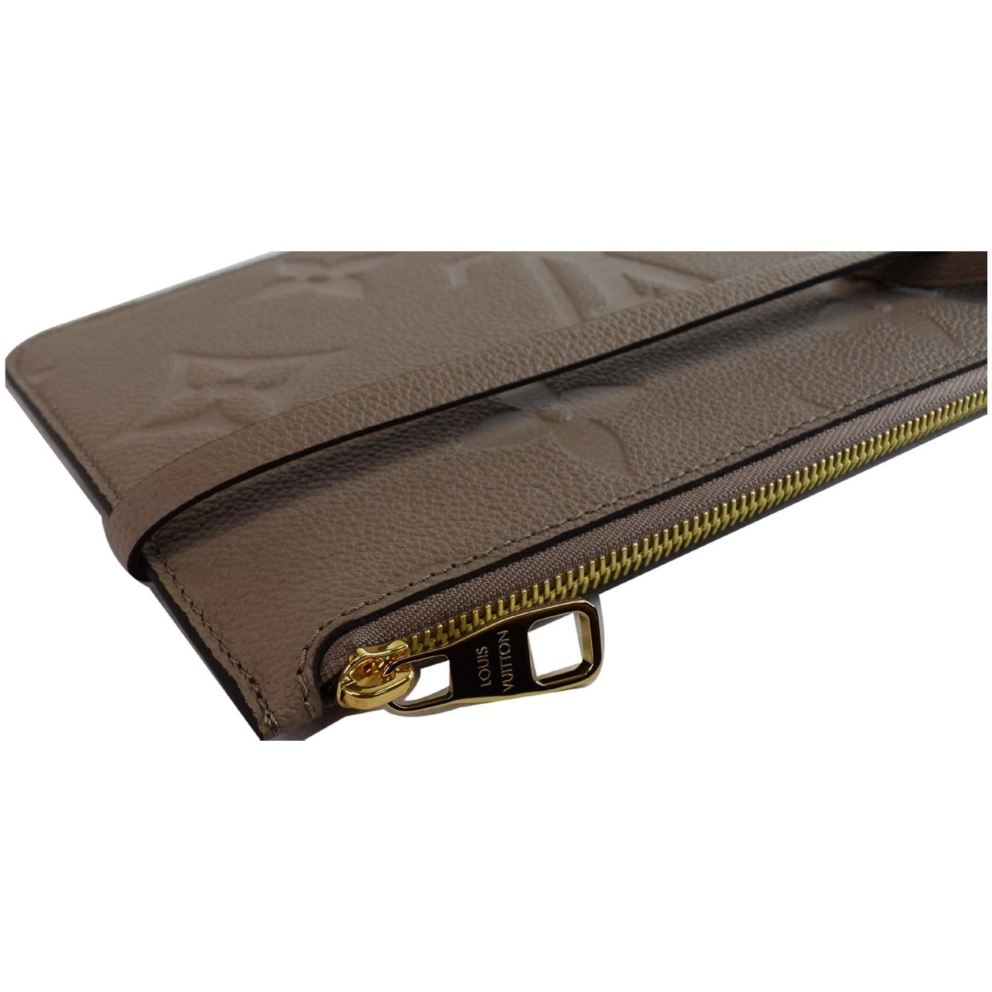 LOUIS VUITTON Empreinte Monogram Neverfull MM Pochette Wristlet Pouch Beige