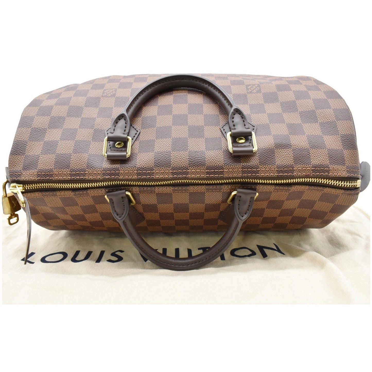 LOUIS VUITTON Speedy 35 Damier Ebene Satchel Bag Brown