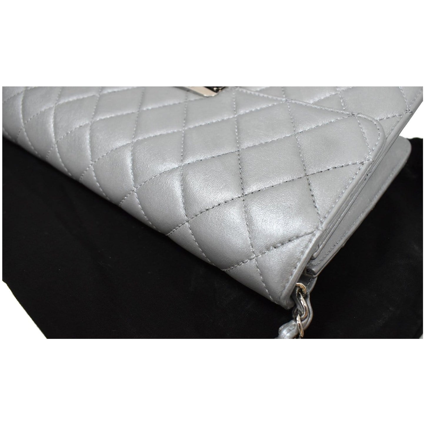 CHANEL Beauty Lock Mini Flap Quilted Sheepskin Leather Shoulder Bag Silver - 10% OFF