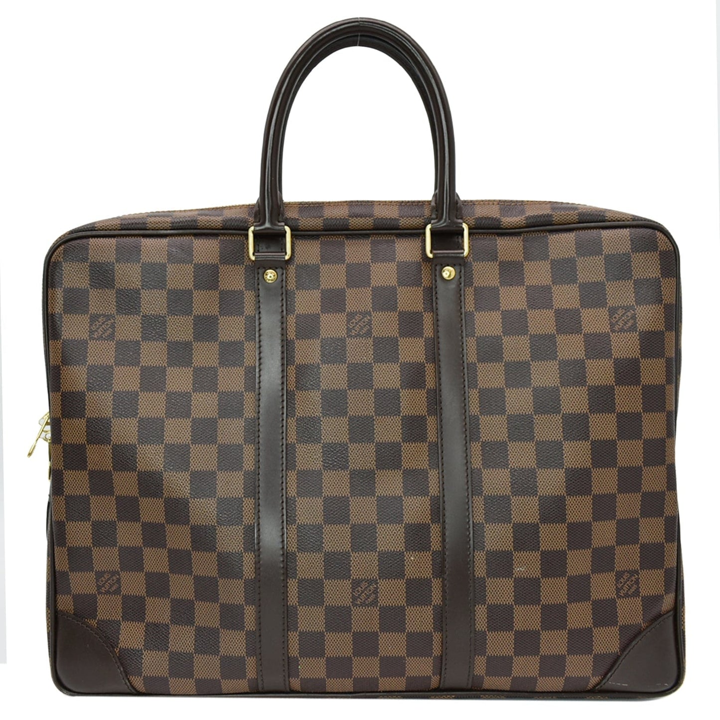 LOUIS VUITTON Porte Documents Voyage Damier Ebene Briefcase Bag Brown - Hot Deals
