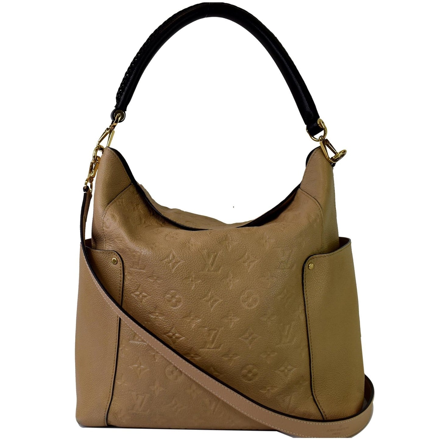 LOUIS VUITTON Bagatelle Monogram Empreinte Leather Shoulder Bag Beige
