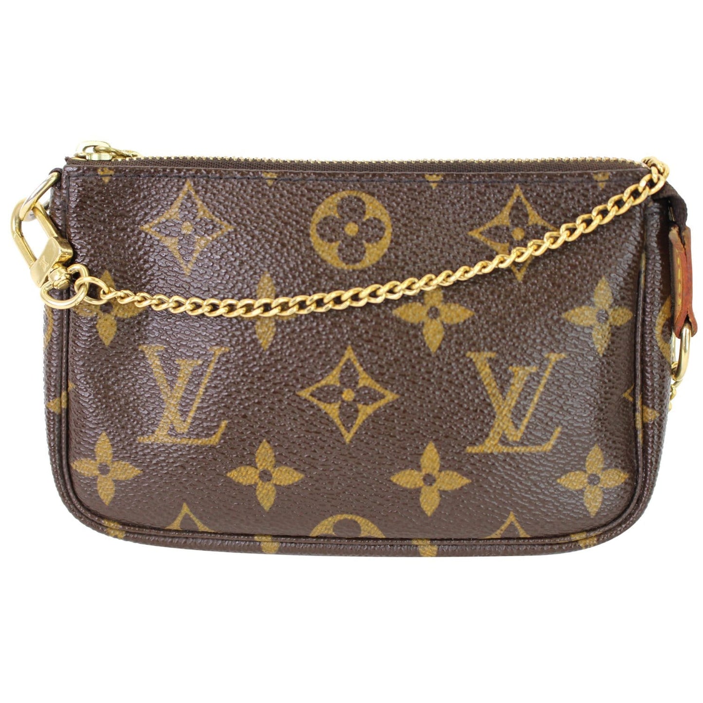 LOUIS VUITTON Mini Pochette Monogram Canvas Accessories Pouch Brown
