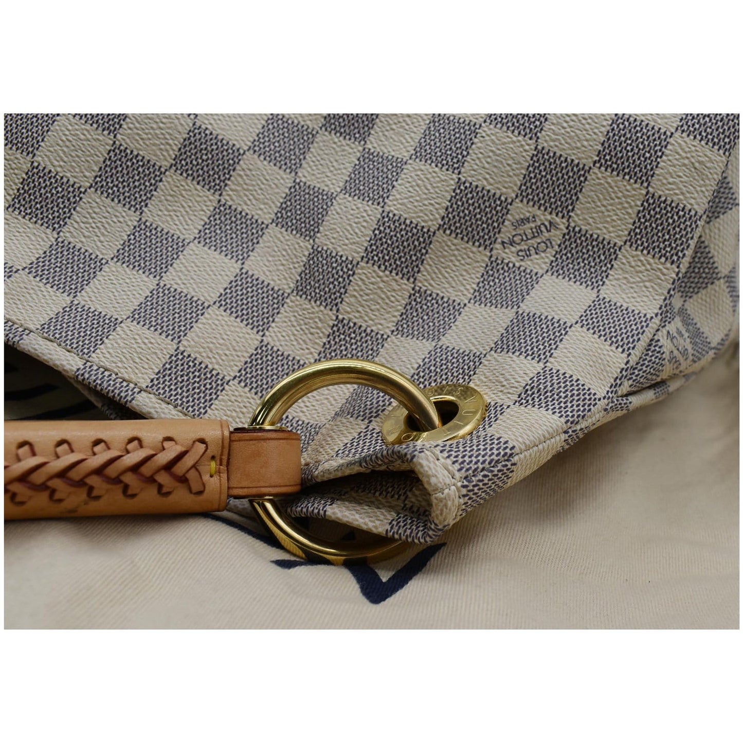 LOUIS VUITTON Artsy MM Damier Azur Shoulder Bag White