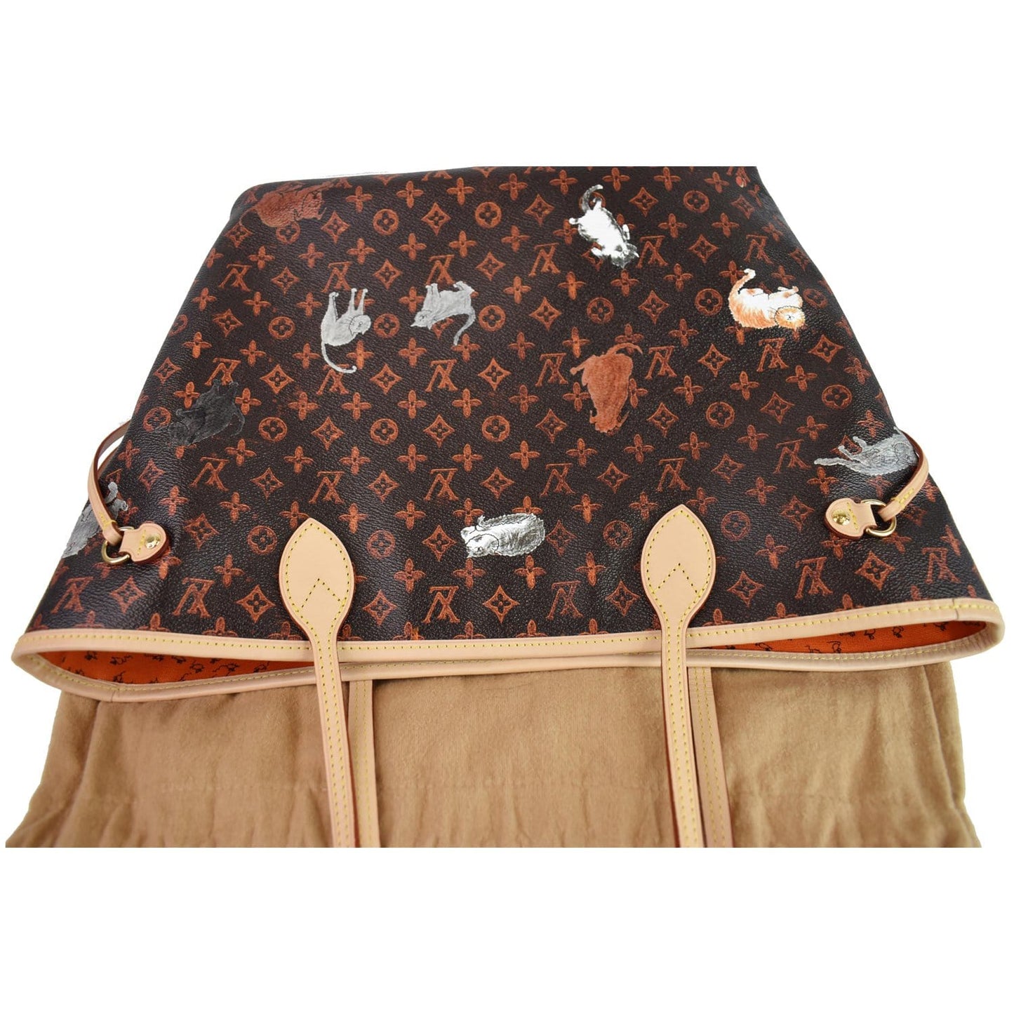 LOUIS VUITTON Catogram Neverfull MM Canvas Tote Shoulder Bag Orange