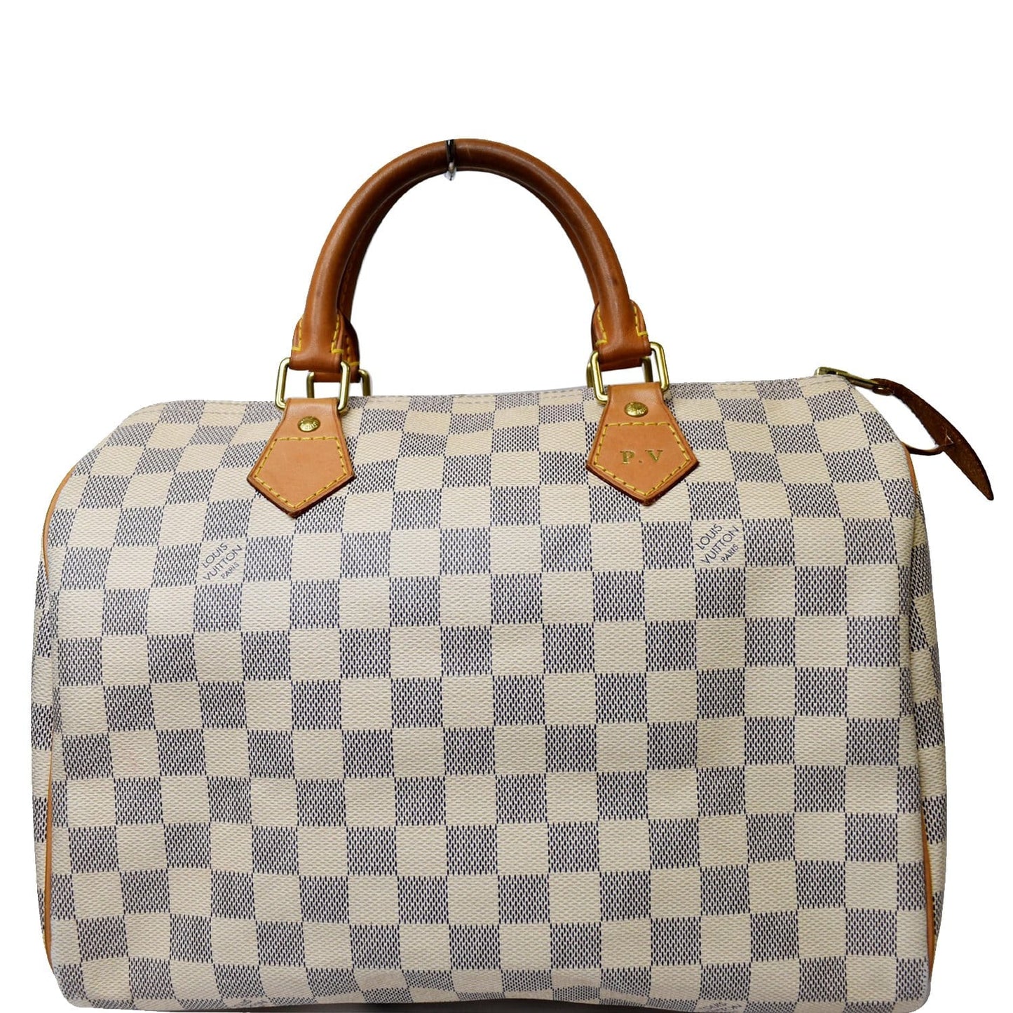 LOUIS VUITTON Speedy 30 Damier Azur Satchel Bag White