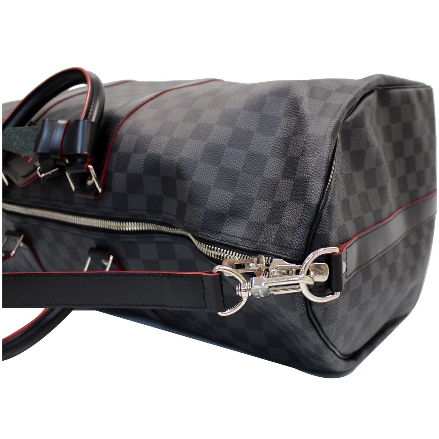 LOUIS VUITTON Keepall 55 Damier Graphite Bandouliere Travel Bag Black