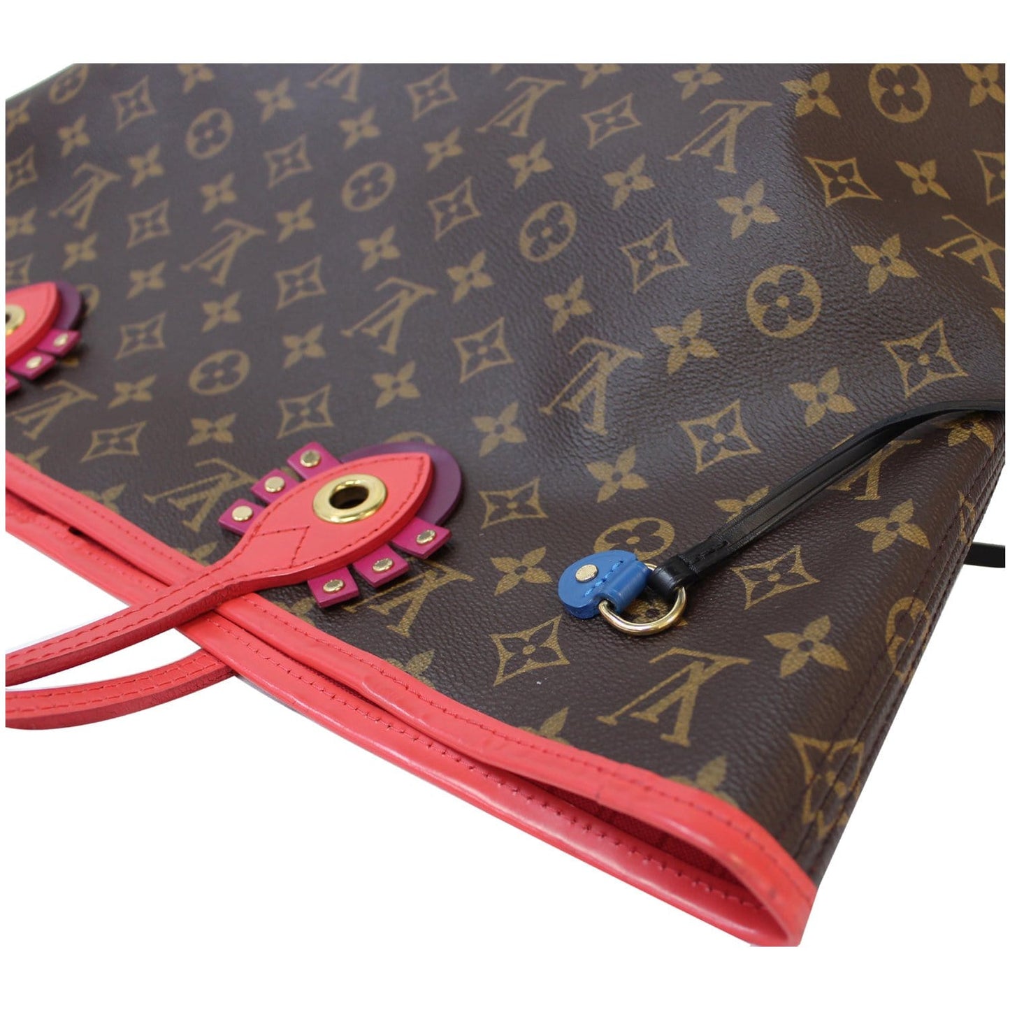 LOUIS VUITTON Neverfull MM Totem Monogram Canvas Tote Shoulder Bag Red