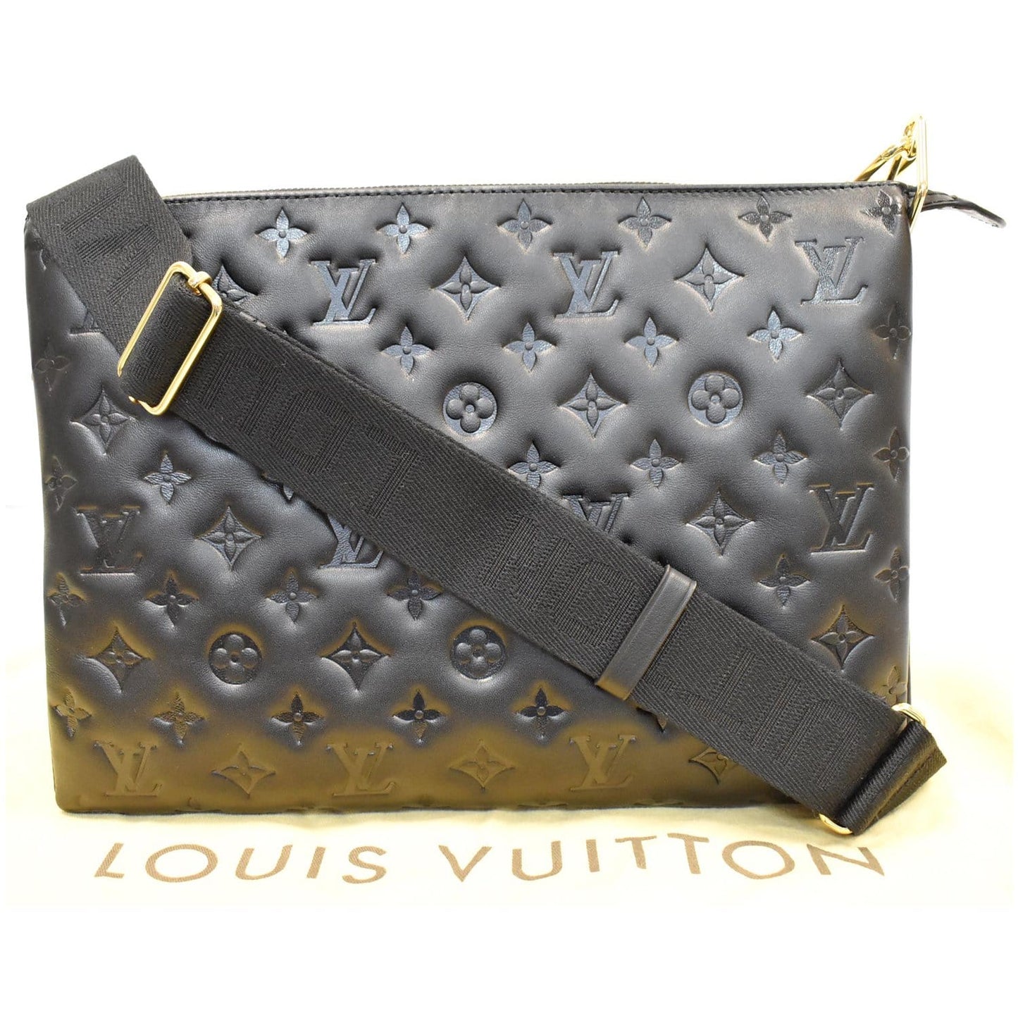 LOUIS VUITTON Coussin MM Monogram Embossed Shoulder Bag Black