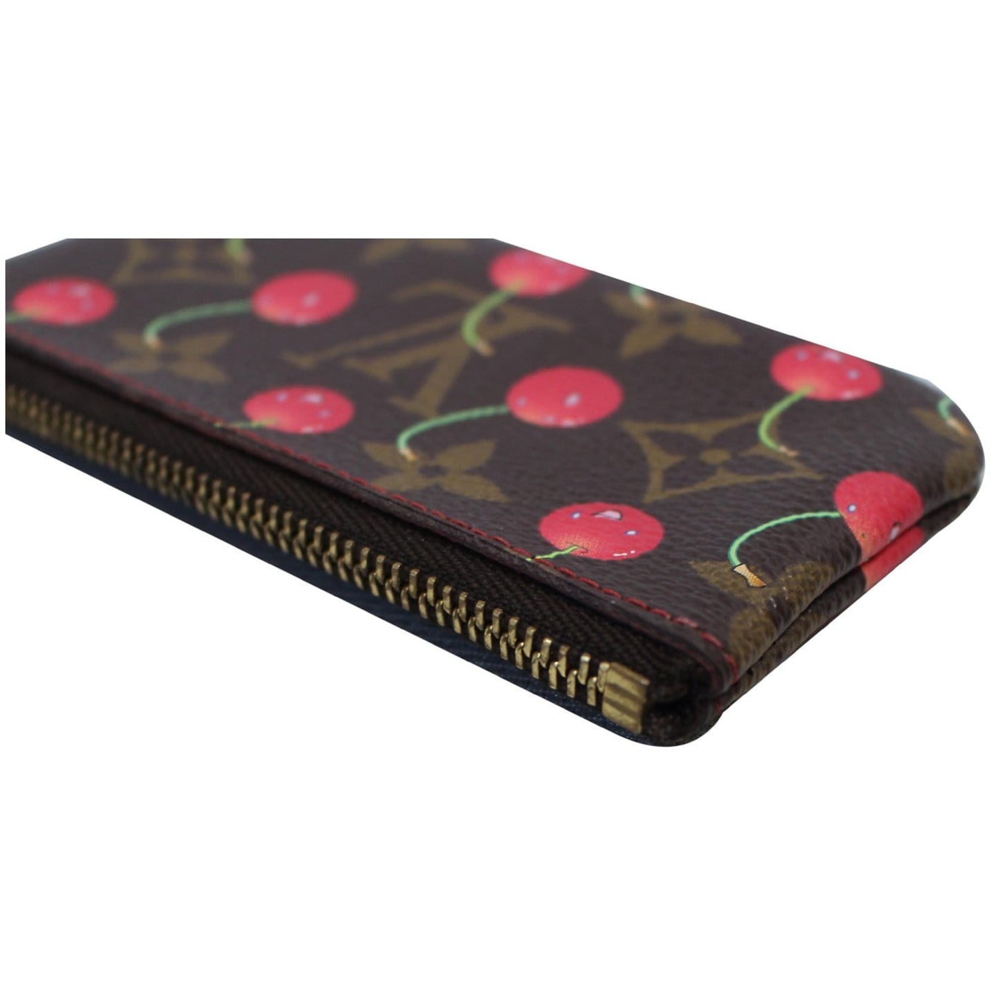 LOUIS VUITTON Key Pouch Cerises Cherry Monogram Coin Purse Brown