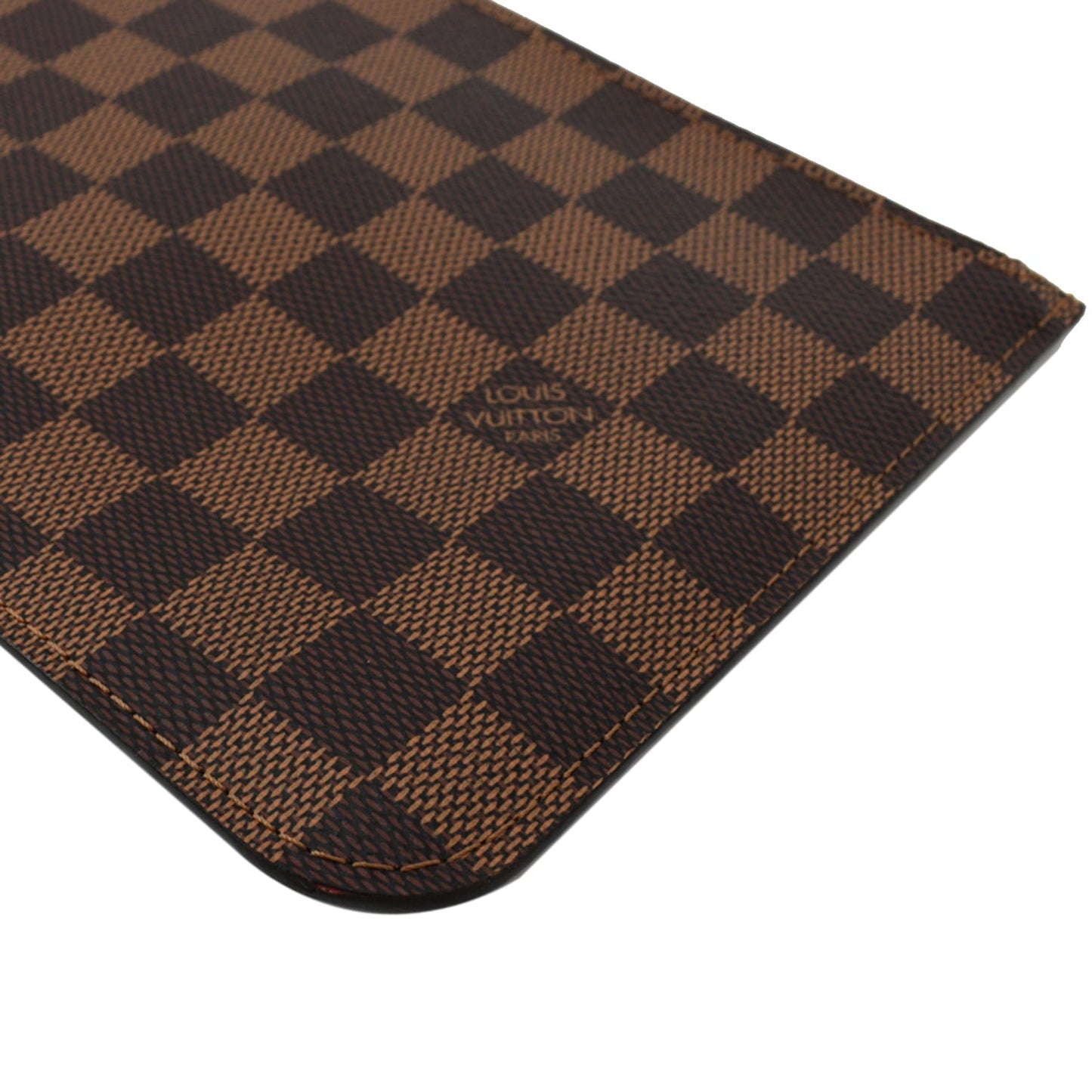 LOUIS VUITTON Neverfull MM Damier Ebene Pochette Wristlet Pouch Brown