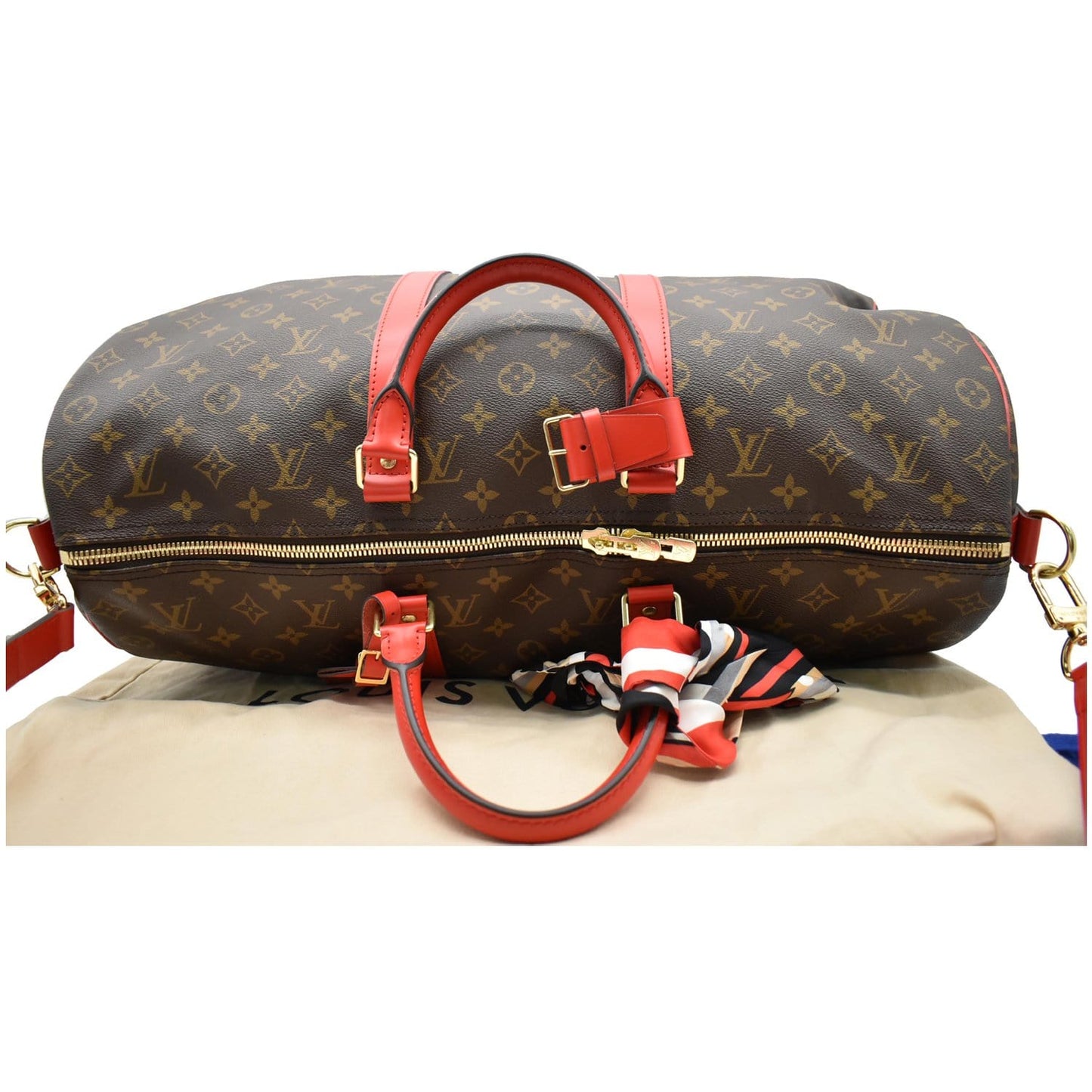 LOUIS VUITTON Keepall 50 Bandouliere Monogram Travel Bag Coquelicot