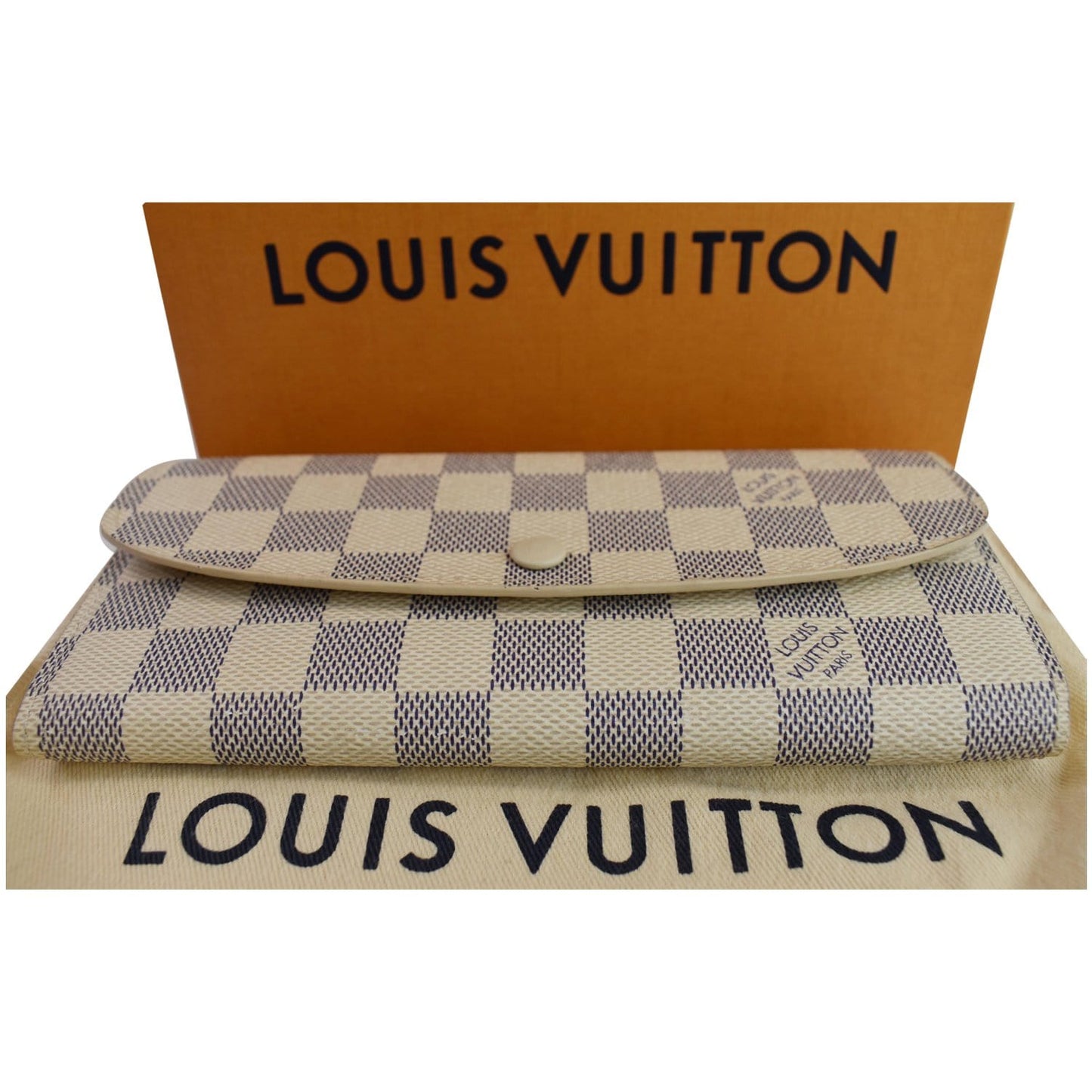 LOUIS VUITTON Emilie Damier Azur Wallet White