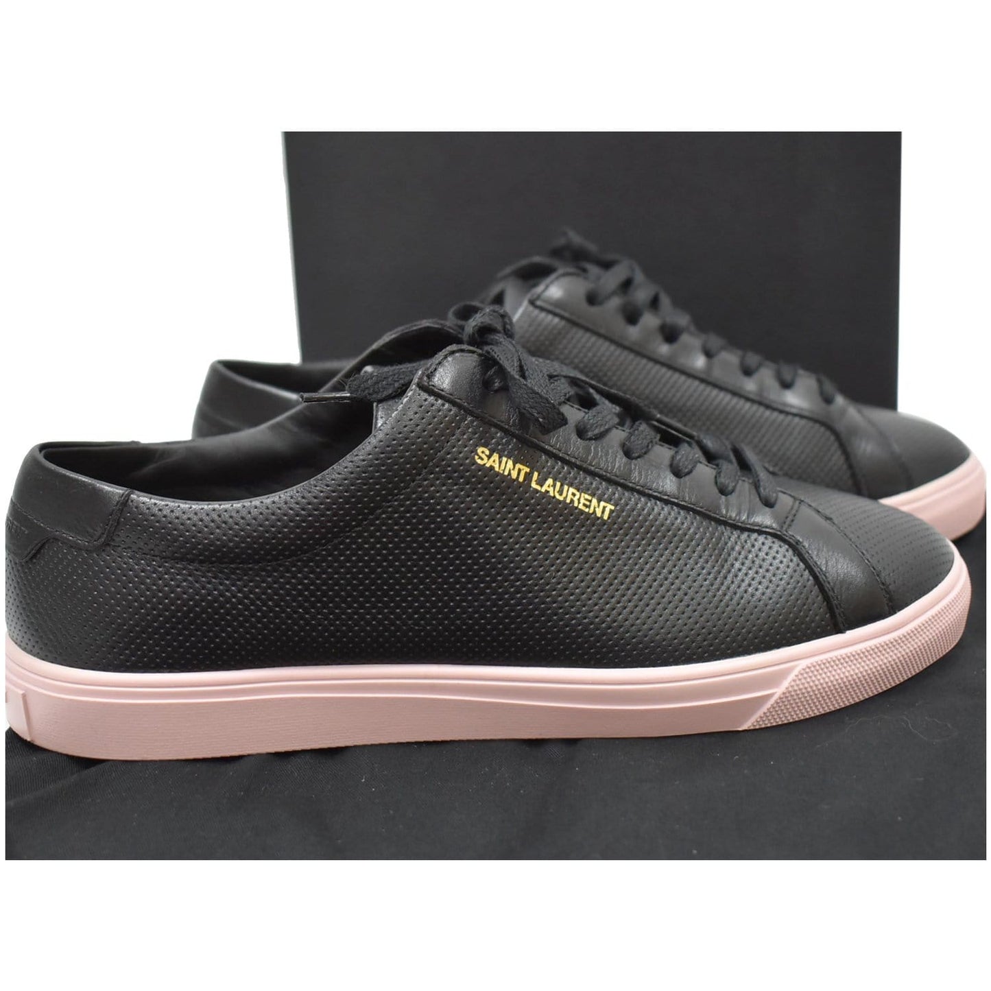 YVES SAINT LAURENT Court Classic Perforated Leather Sneakers Black Size 39