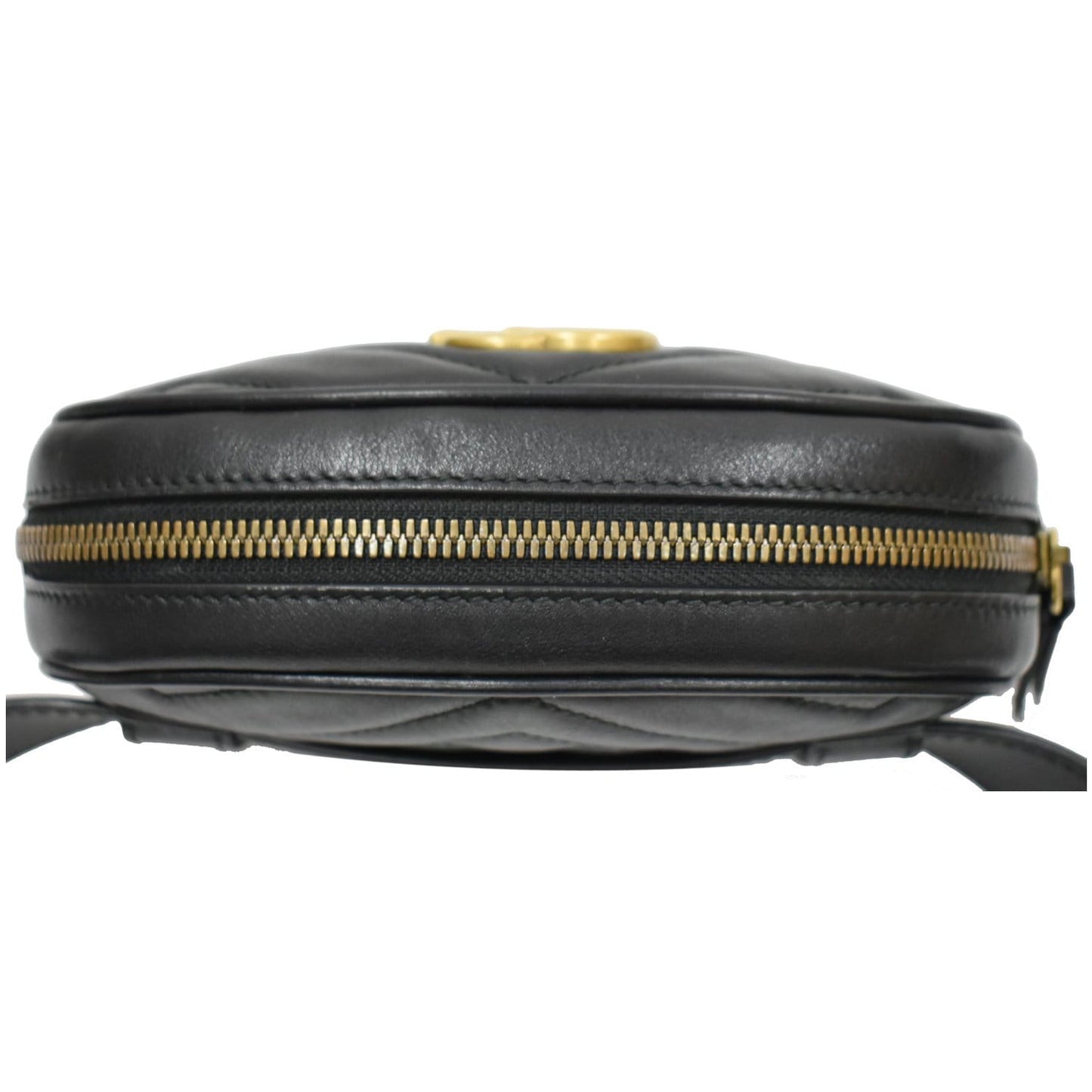 GUCCI GG Marmont Matelasse Leather Belt Bag Black 476434