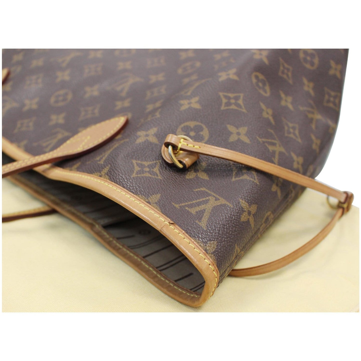 LOUIS VUITTON Neverfull MM Monogram Canvas Tote Shoulder Bag Brown