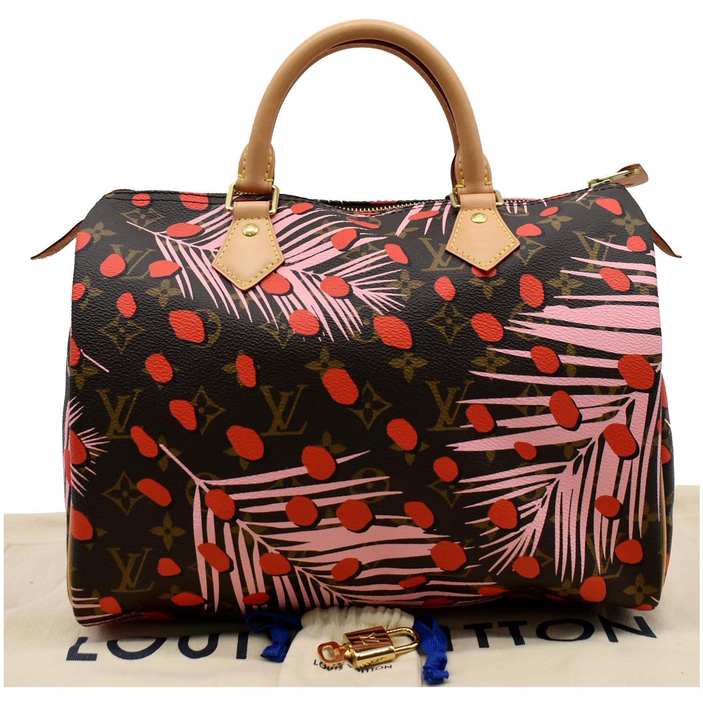 LOUIS VUITTON Speedy 30 Jungle Dots Palm Springs Satchel Bag Brown