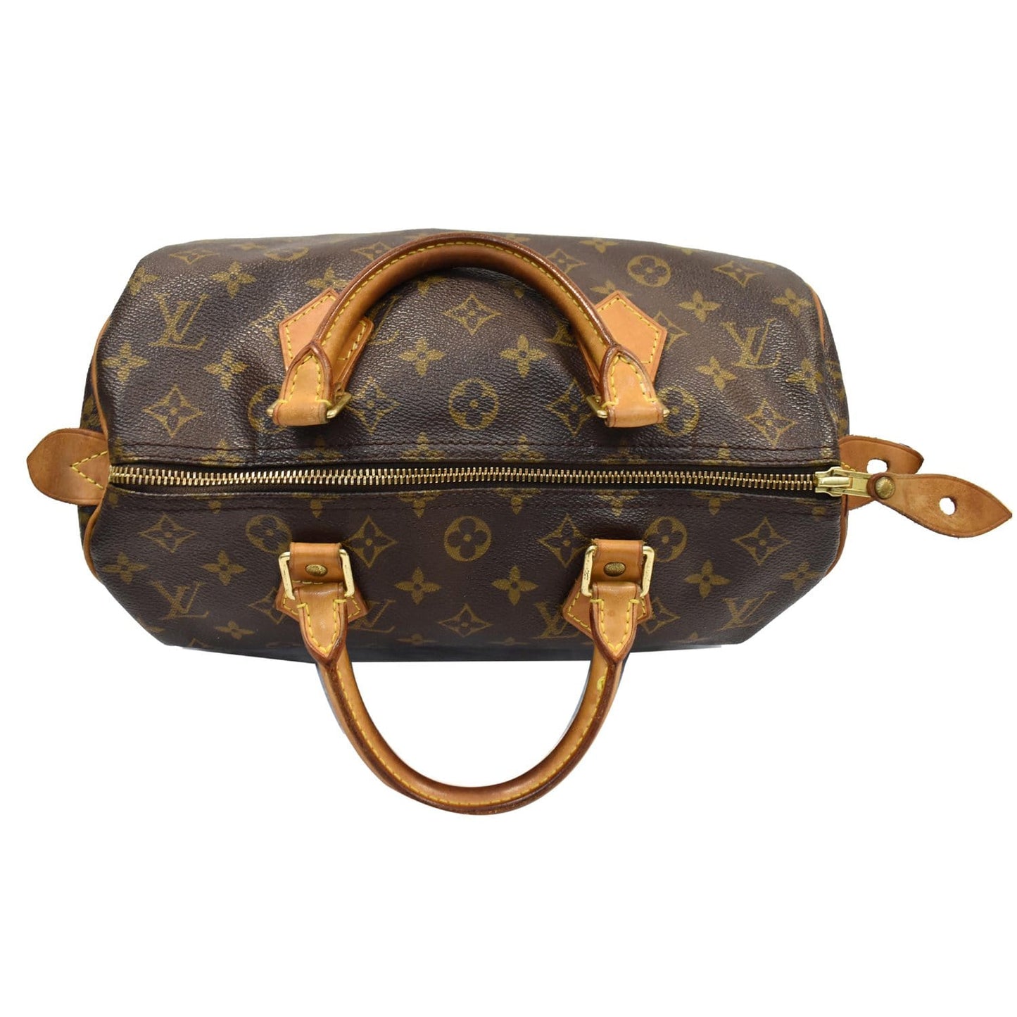 LOUIS VUITTON Speedy 30 Monogram Canvas Satchel Bag Brown