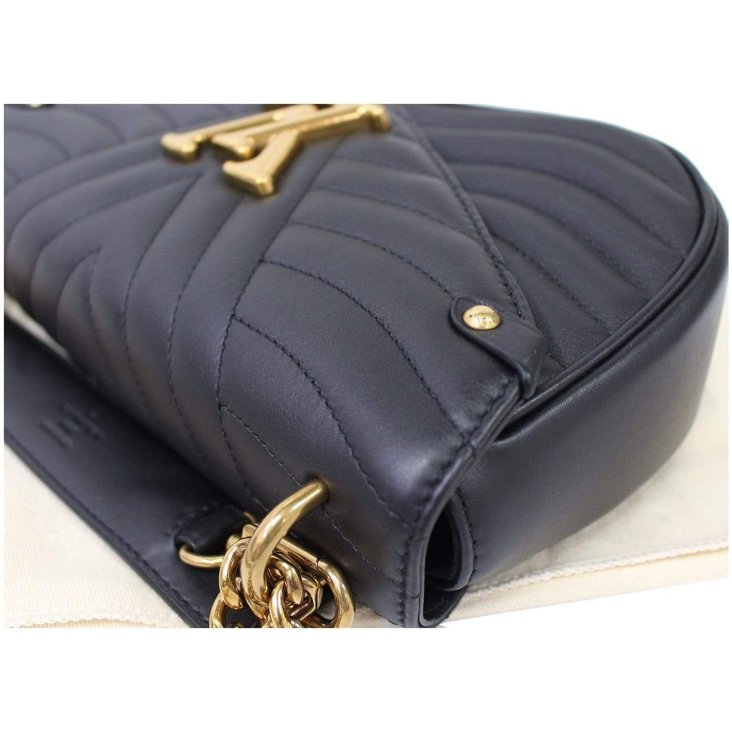 LOUIS VUITTON New Wave PM Quilted Leather Chain Crossbody Bag Black