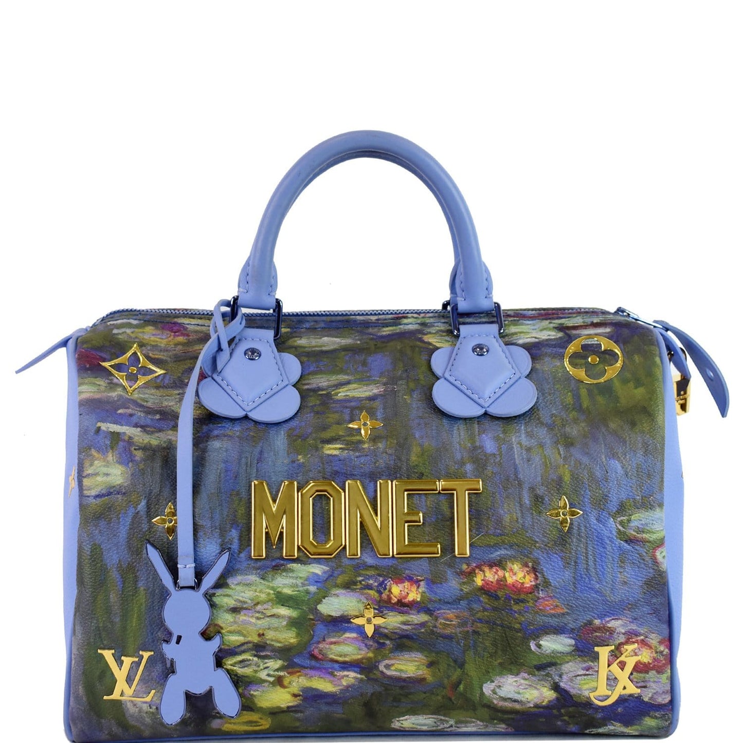 LOUIS VUITTON Masters Monet Speedy 30 Coated Canvas Satchel Bag Blue