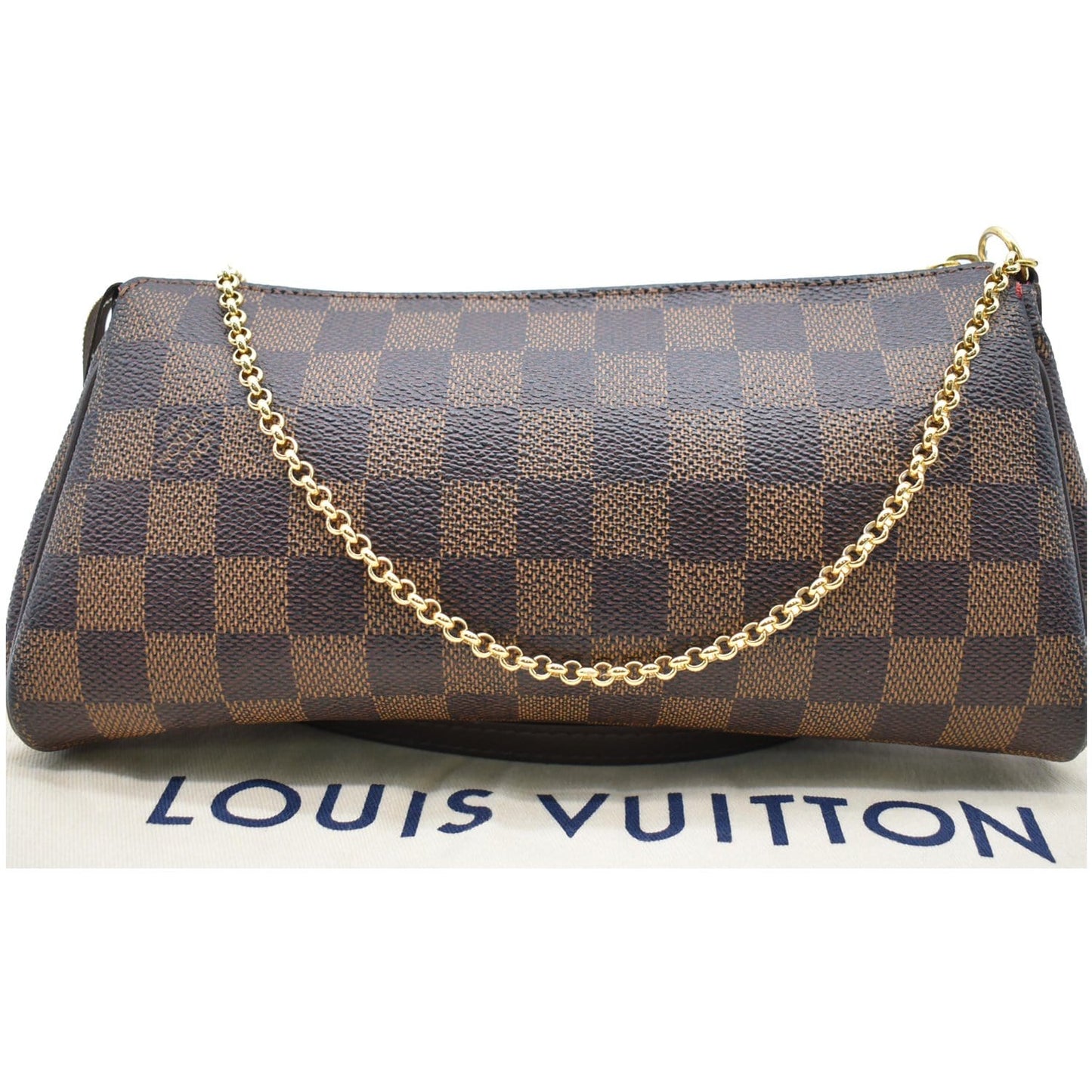 LOUIS VUITTON Pochette Eva Damier Ebene Crossbody Bag Brown