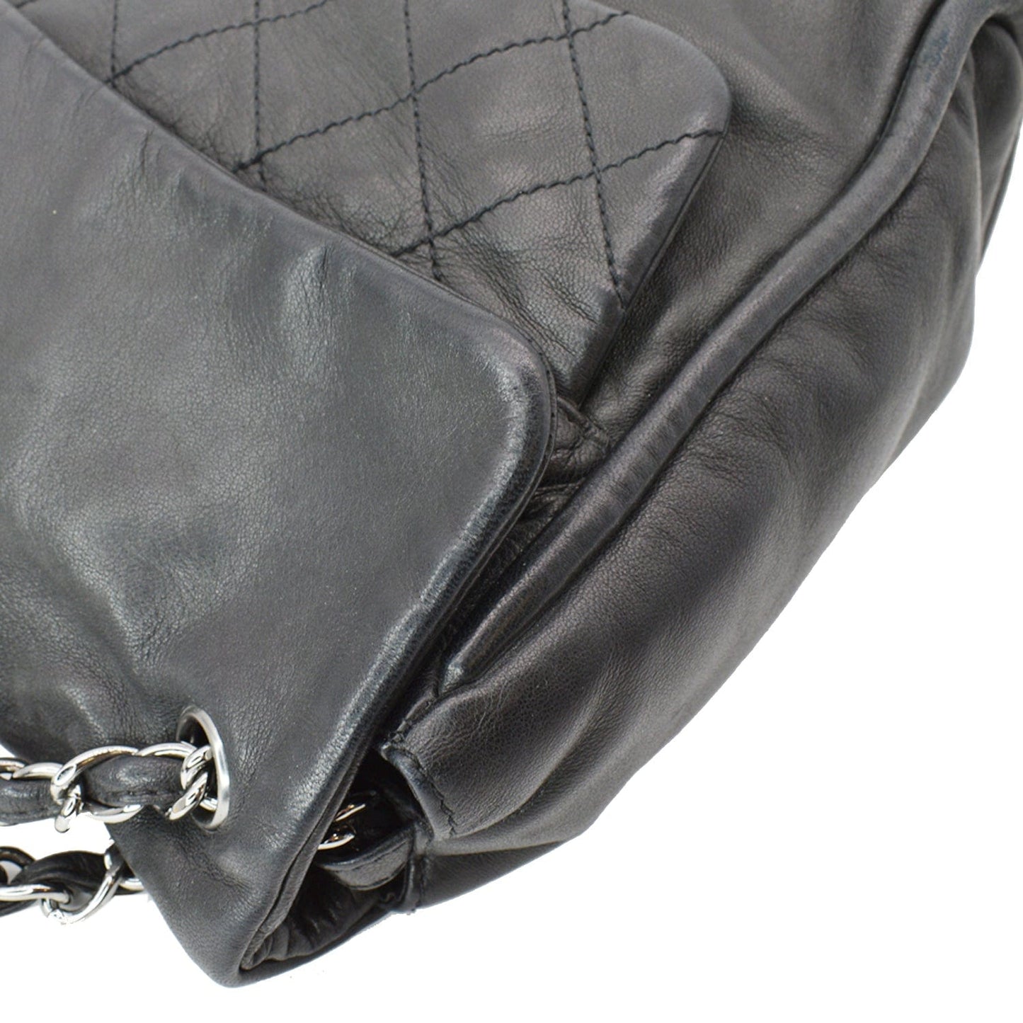CHANEL Double Foldover Twist Closure Smooth Lambskin Tote Bag Black