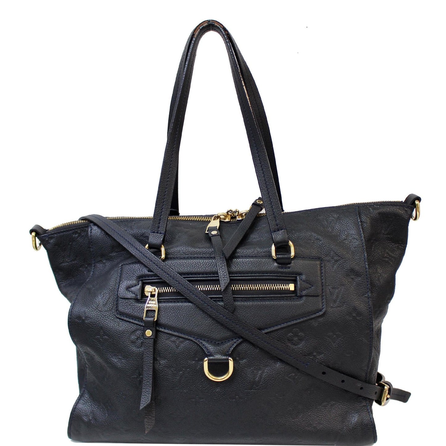 LOUIS VUITTON Lumineuse PM Monogram Empreinte Leather Shoulder Bag Black