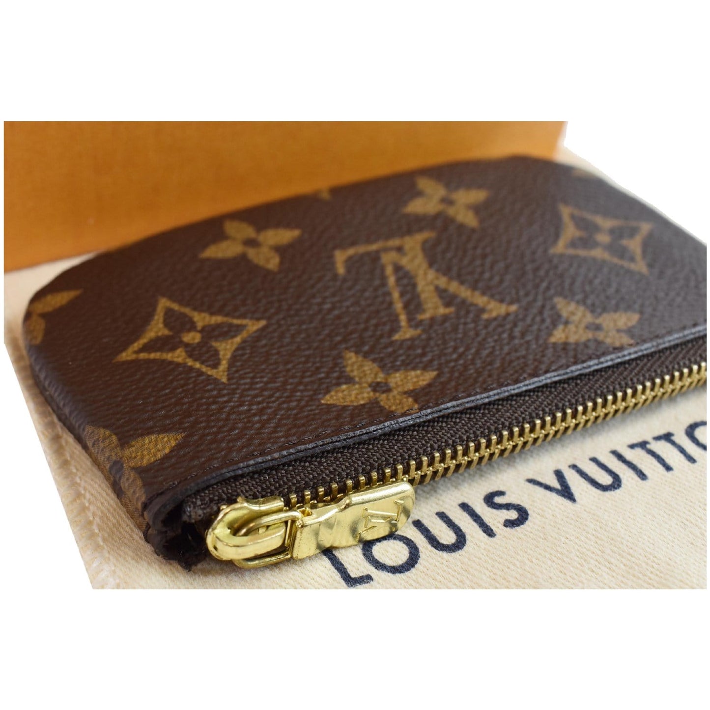 LOUIS VUITTON Monogram Canvas Pochette Key Cles Coin Case Brown