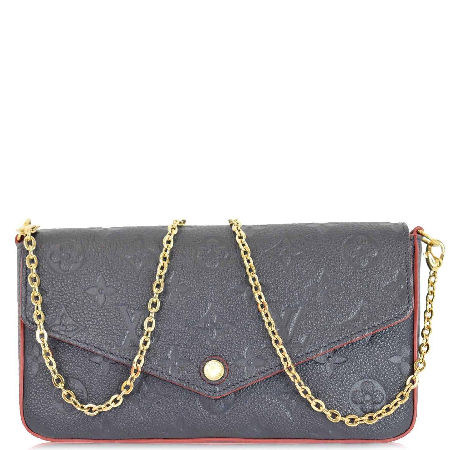 LOUIS VUITTON Pochette Felicie Monogram Empreinte Chain Wallet Navy