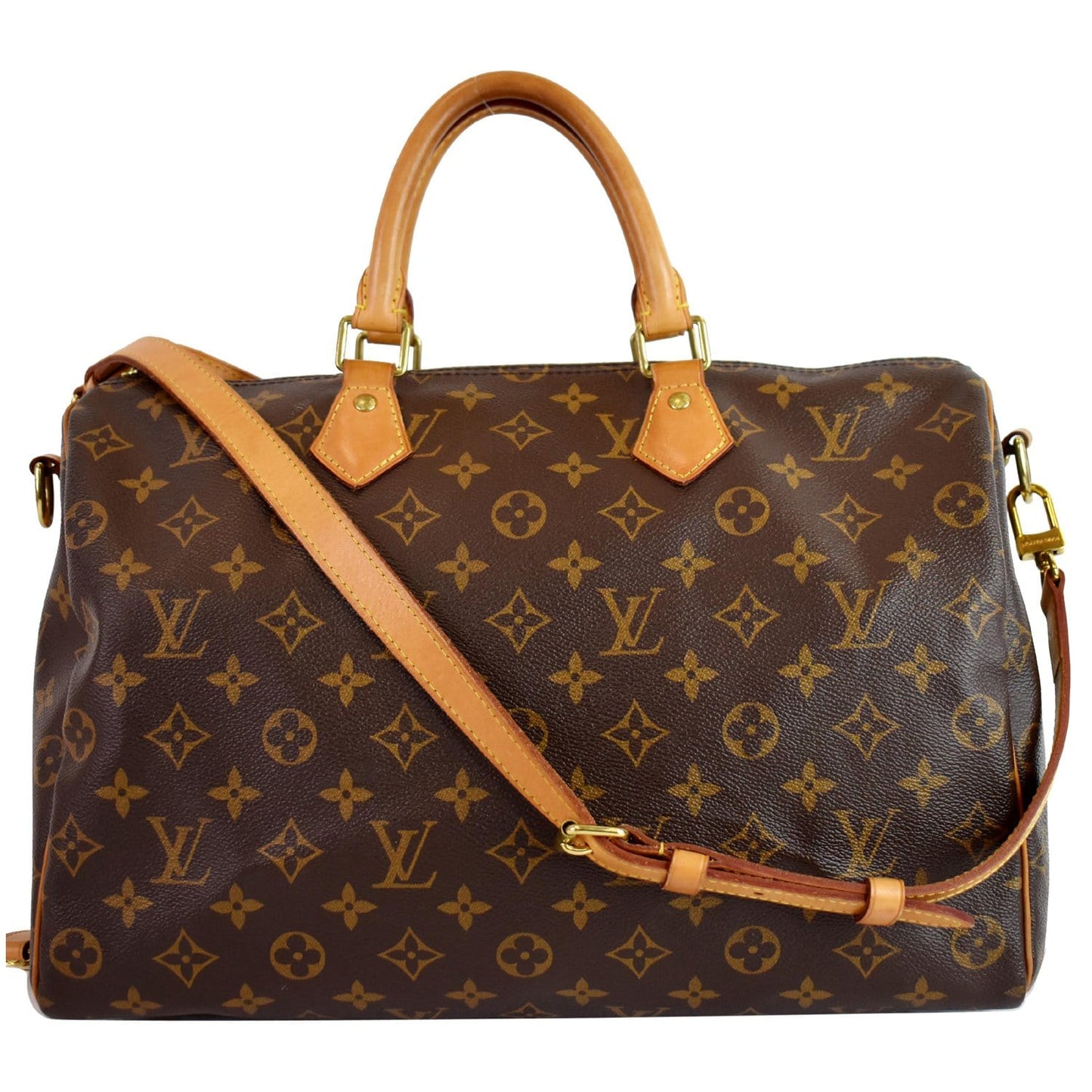 LOUIS VUITTON Speedy 35 Bandouliere Monogram Canvas Shoulder Bag Brown