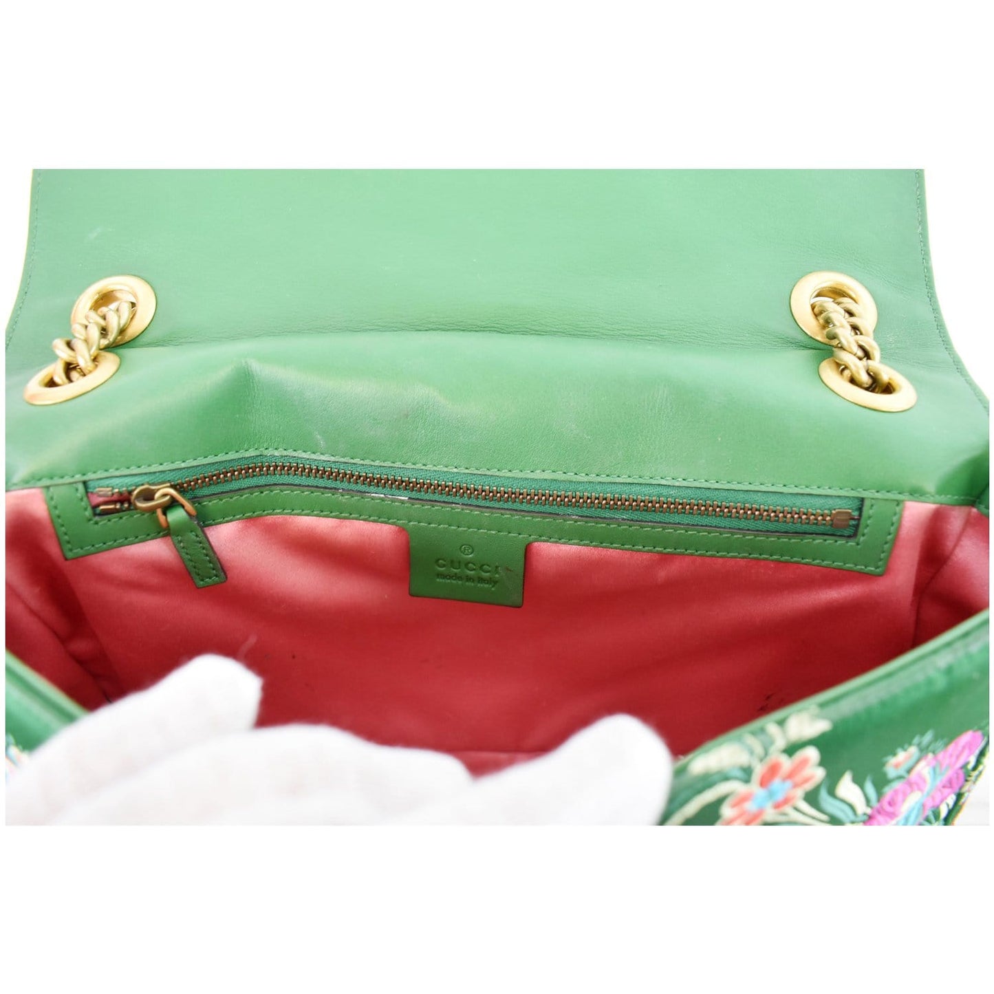 GUCCI GG Marmont Floral Medium Jacquard Matelasse Shoulder Bag Green 443496