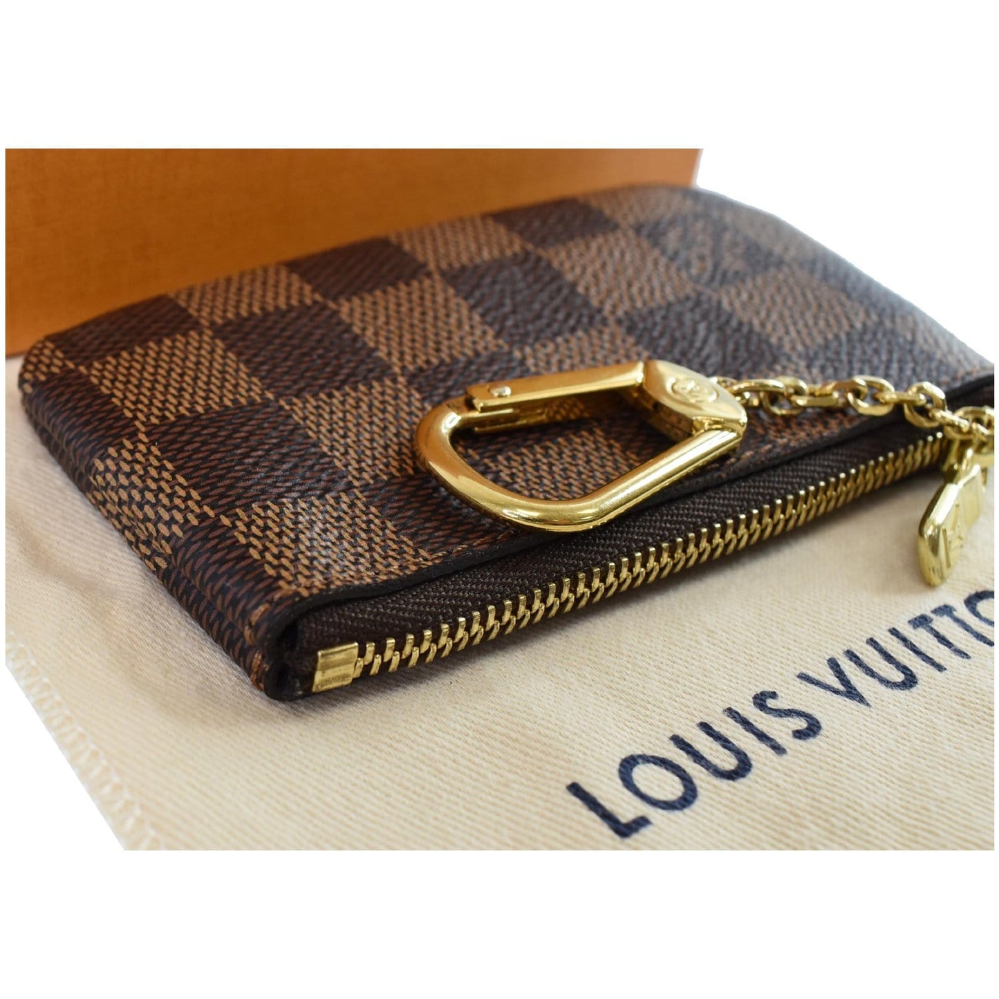 LOUIS VUITTON Pochette Key Cles Damier Ebene Coin Case Brown