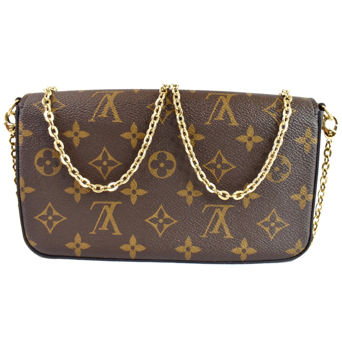 LOUIS VUITTON Pochette Felicie Monogram Canvas Crossbody Bag Brown