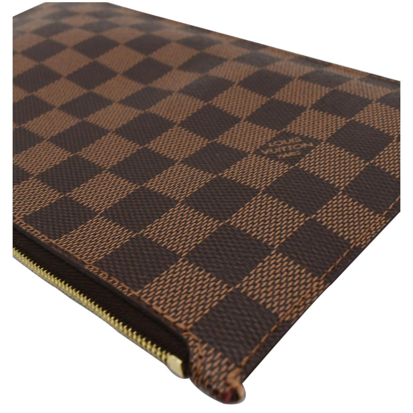 LOUIS VUITTON Neverfull MM Damier Ebene Pochette Wristlet Pouch Brown