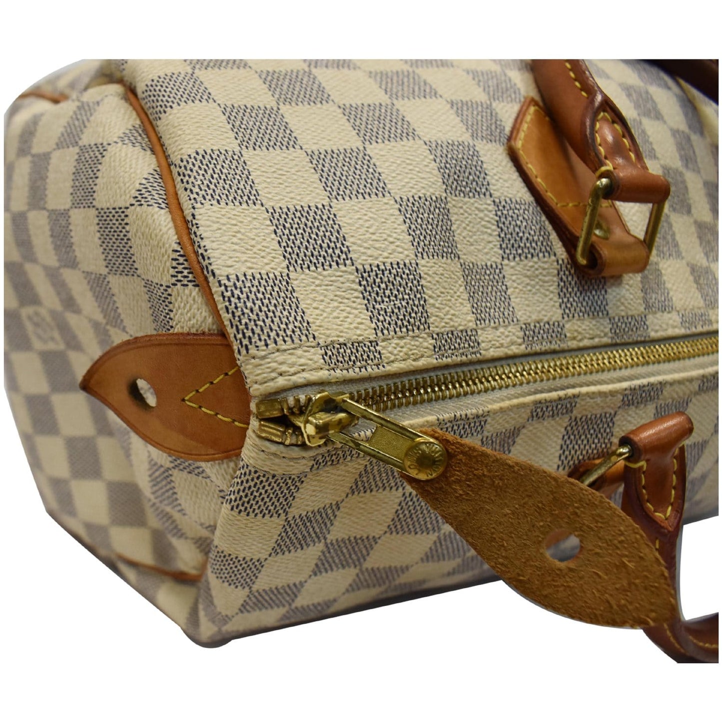 LOUIS VUITTON Speedy 35 Damier Azur Satchel Bag White